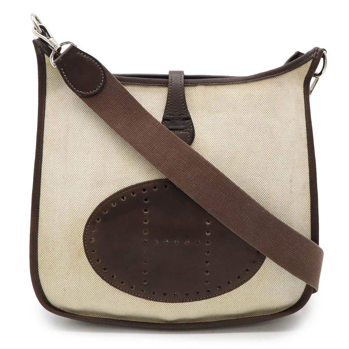 Hermes Hermes Hermes Evelyne Toilash Leather Shoulder Bag Canvas Shoulder Bag Stamp E (2001) DUTY FREE for USA Size ONE SIZE - 1 Thumbnail