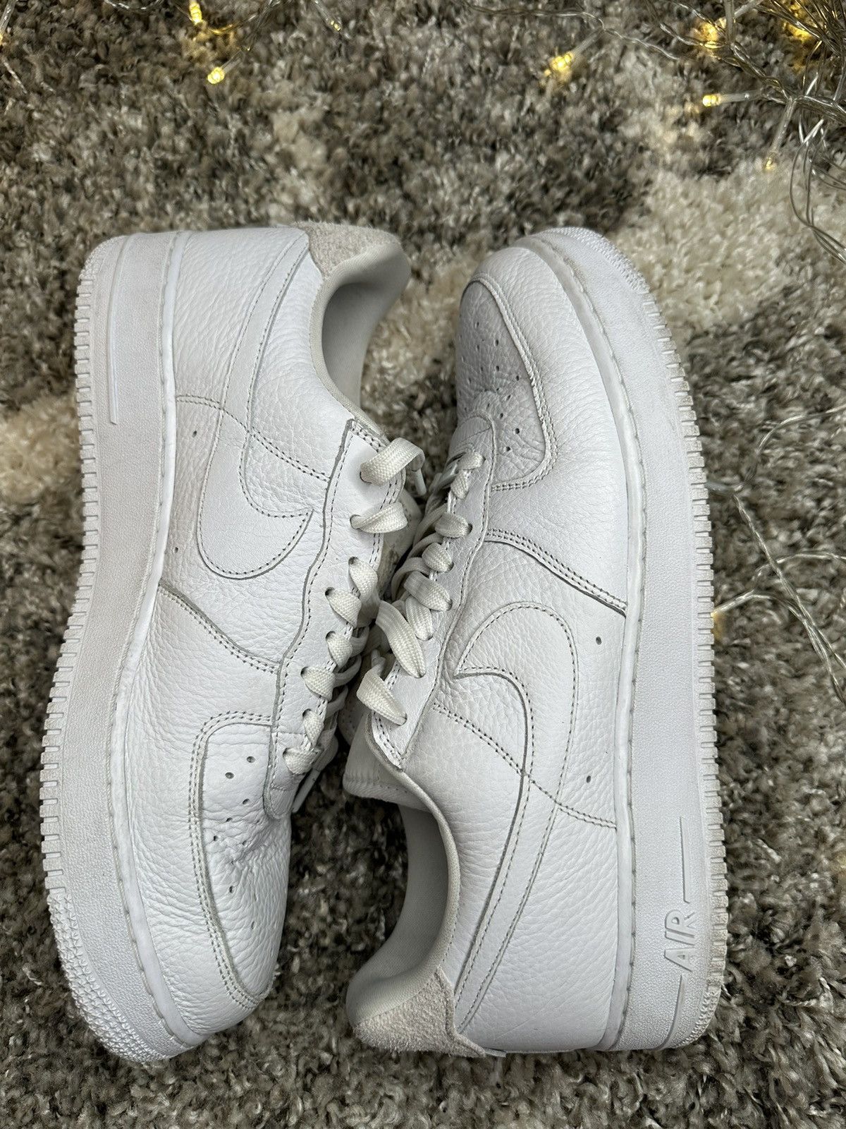 Nike AF1 CRAFT WHITE Leather - Grey Suede Size 12.5 (USED)