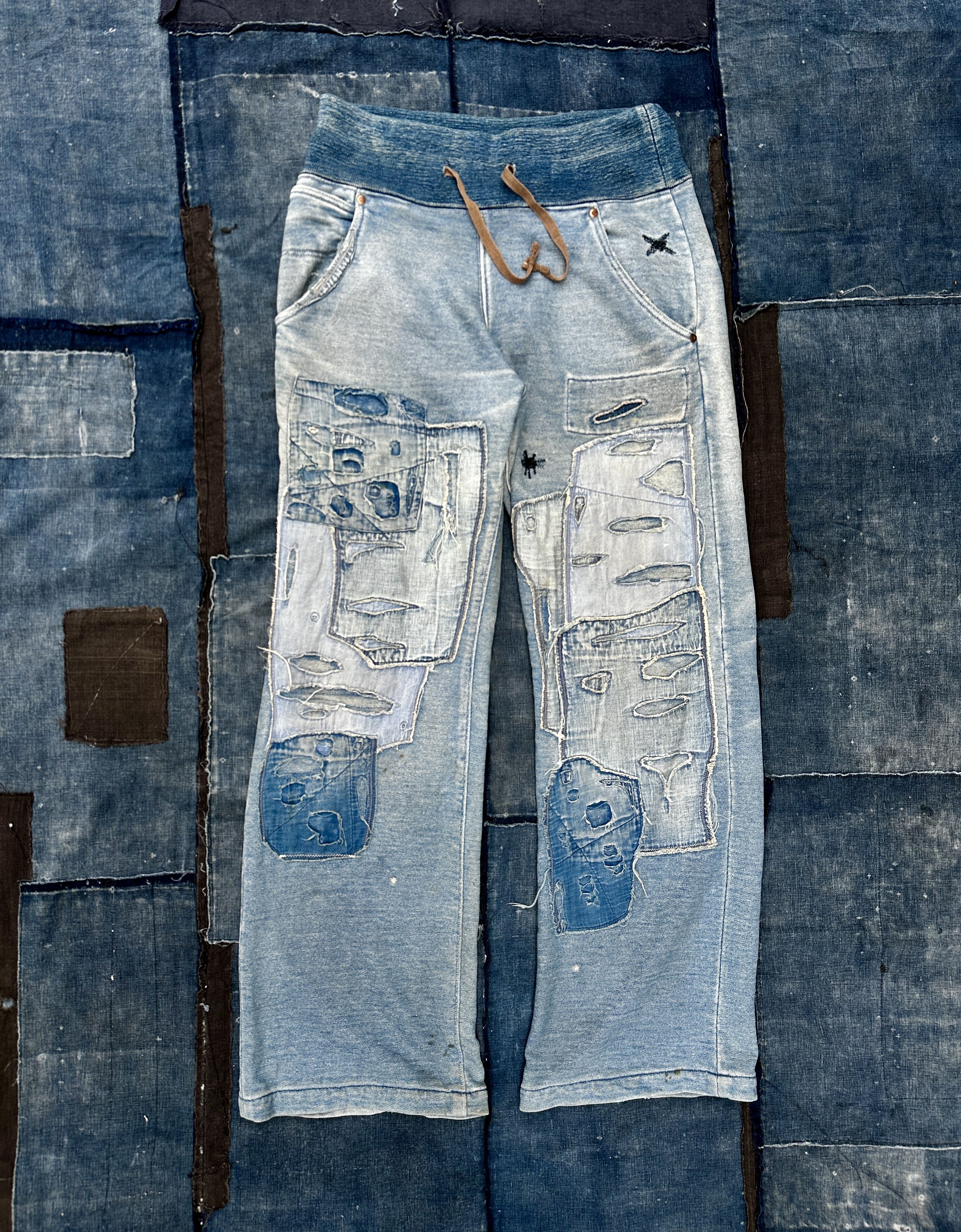 Kapital 2009 Buckleback denim Old man and the sea Boro Sweatpants Size US 36 / EU 52 - 2 Thumbnail
