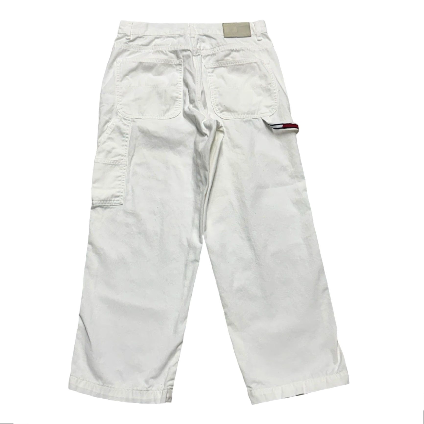 Tommy Hilfiger VINTAGE Tommy Hilfiger Pants Women's Capri Cropped White 90s Retro Logo Zipper Button Cotton Canvas Regular Straight Mid Rise 4 Womens Size 27" / US 4 / IT 40 - 2 Thumbnail