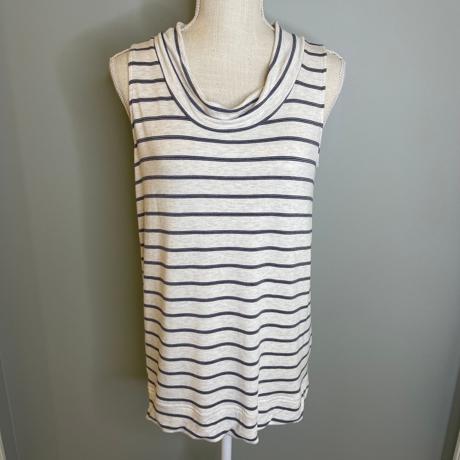 Lou & Grey Lou & Grey LOFT Soft Striped Sleeveless Cowl Neck Shirt, S Size S / US 4 / IT 40 - 3 Thumbnail