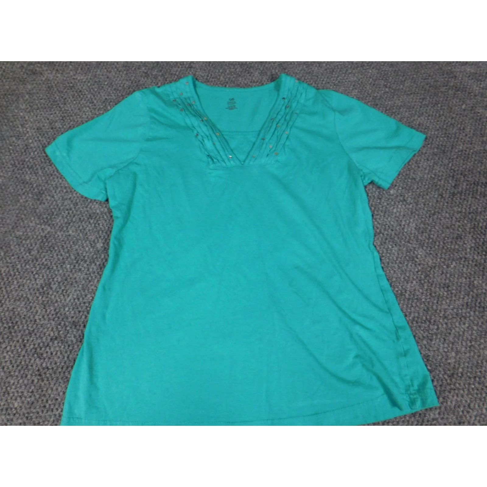Vintage Bobbie Brooks Womens Blouse L Blue Mock Neck Cap Sleeve Pullover Stretch Floral Cotton Rayon Casual Basic Classic Size L / US 10 / IT 46 - 4 Thumbnail