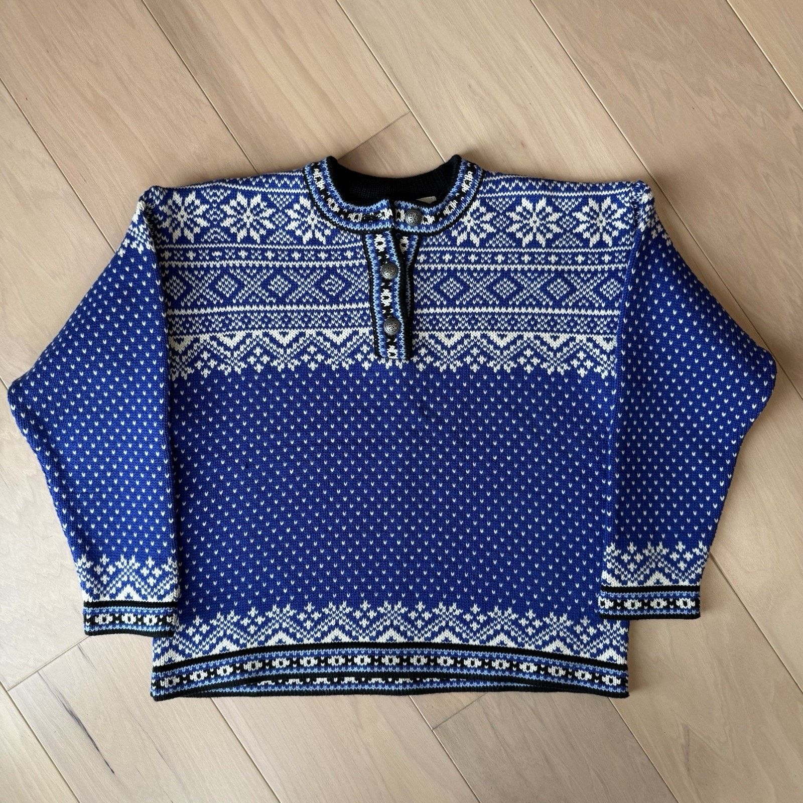L.L. Bean Vintage LL Bean Nordic Sweater Women's Small Blue Cotton Size S / US 4 / IT 40 - 2 Thumbnail