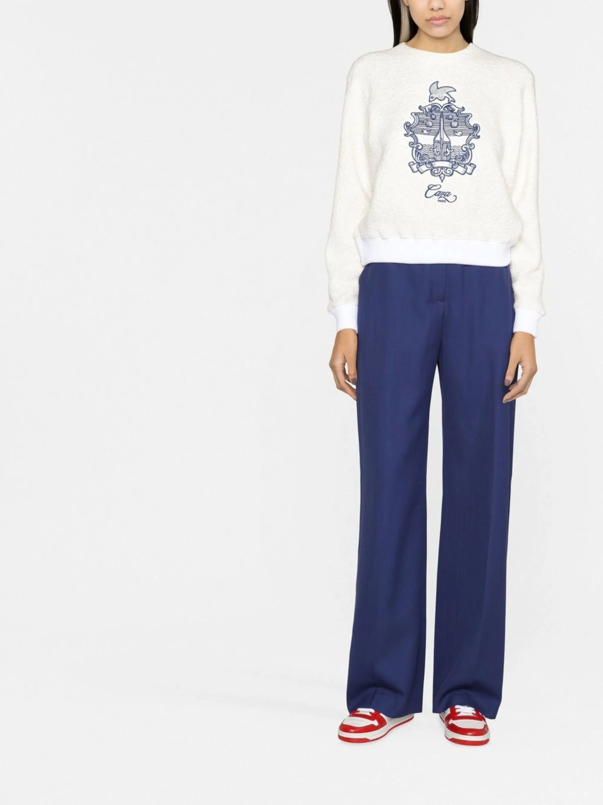 Casablanca White Embleme De Caza Logo Terry Sweatshirt Size US XS / EU 42 / 0 - 4 Thumbnail
