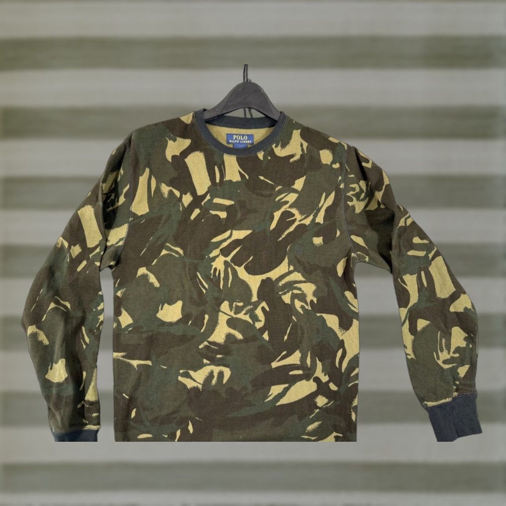 Polo Ralph Lauren Polo Ralph Lauren Thermal Shirt Mens S Green Camouflage Waffle Knit Long Sleeve Crew Neck Size US S / EU 44-46 / 1 - 1 Thumbnail