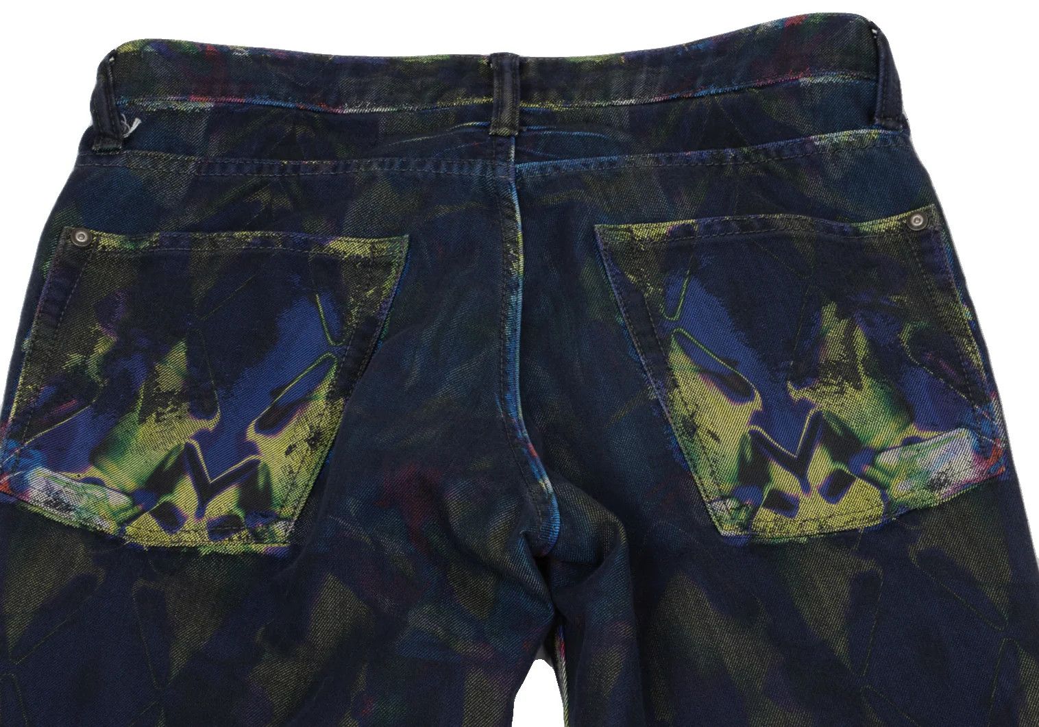 Issey Miyake Kaleidoscope Jacquard Washed Denim Pants in Blue Multi Size US 30 / EU 46 - 14 Thumbnail