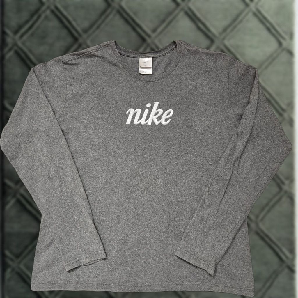 Nike Nike Shirt Mens XL Gray Long Sleeve Crewneck Embroidered Spell Out Logo Cotton Size US XL / EU 56 / 4 - 1 Thumbnail