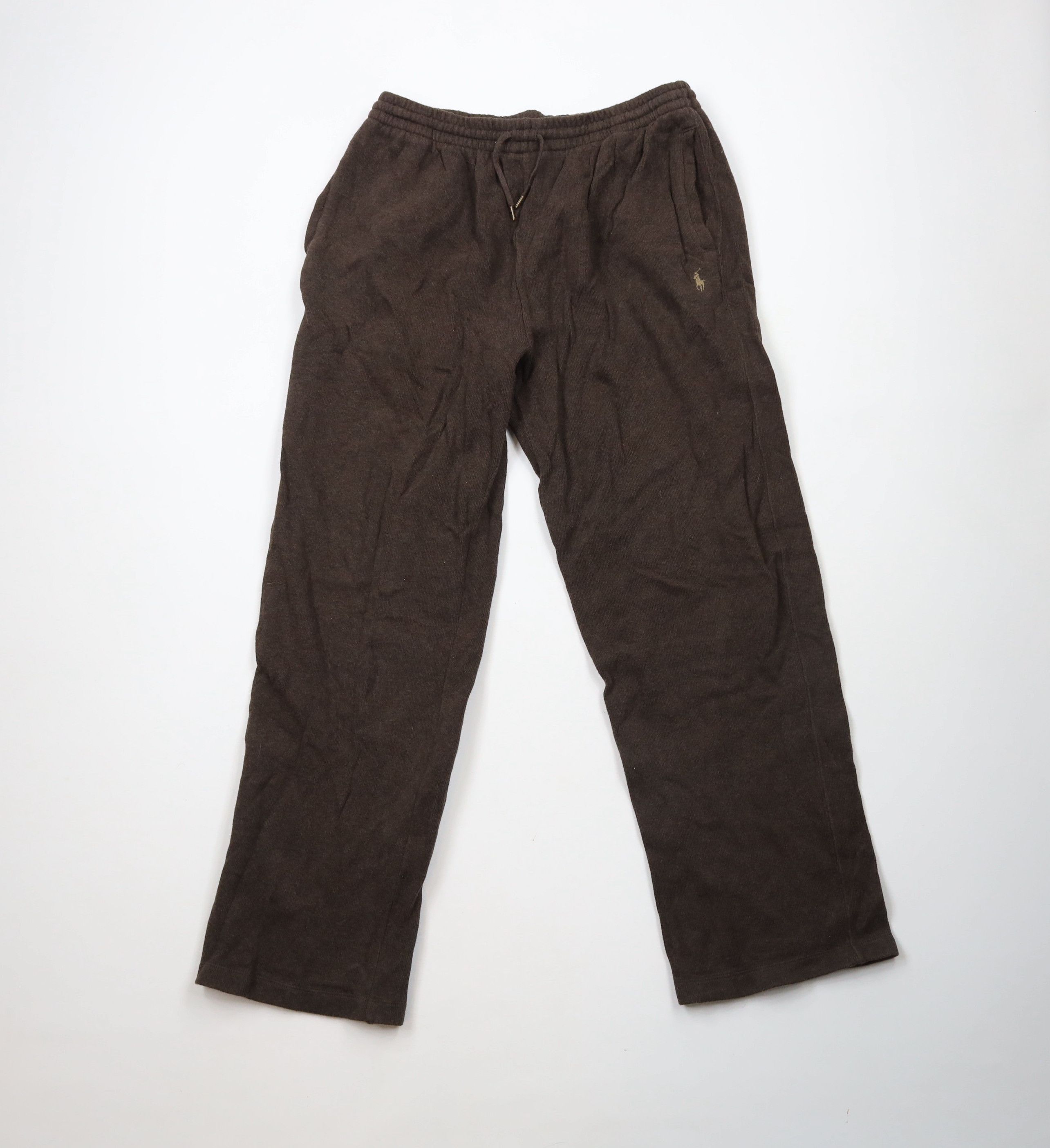 Ralph Lauren × Vintage Vintage Ralph Lauren Ribbed Knit Wide Leg Sweatpants Brown Size US 36 / EU 52 - 1 Thumbnail