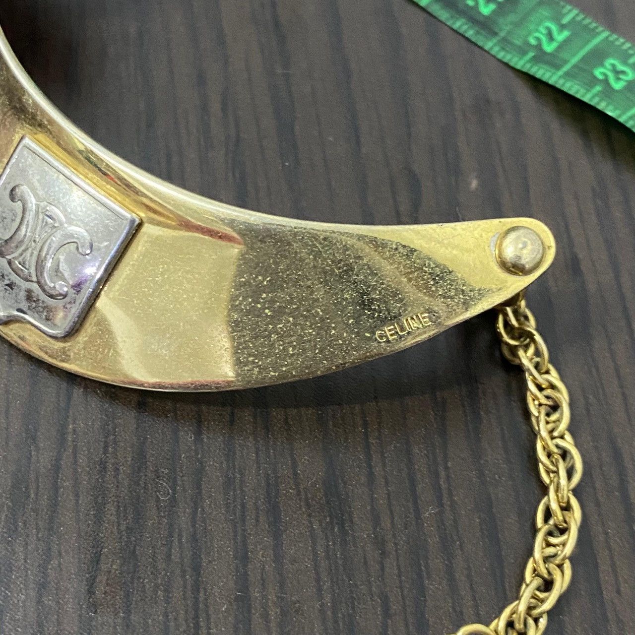 Celine Celine Vintage Gold Collar Necklace with Chain – Shield Logo Size ONE SIZE - 12 Thumbnail