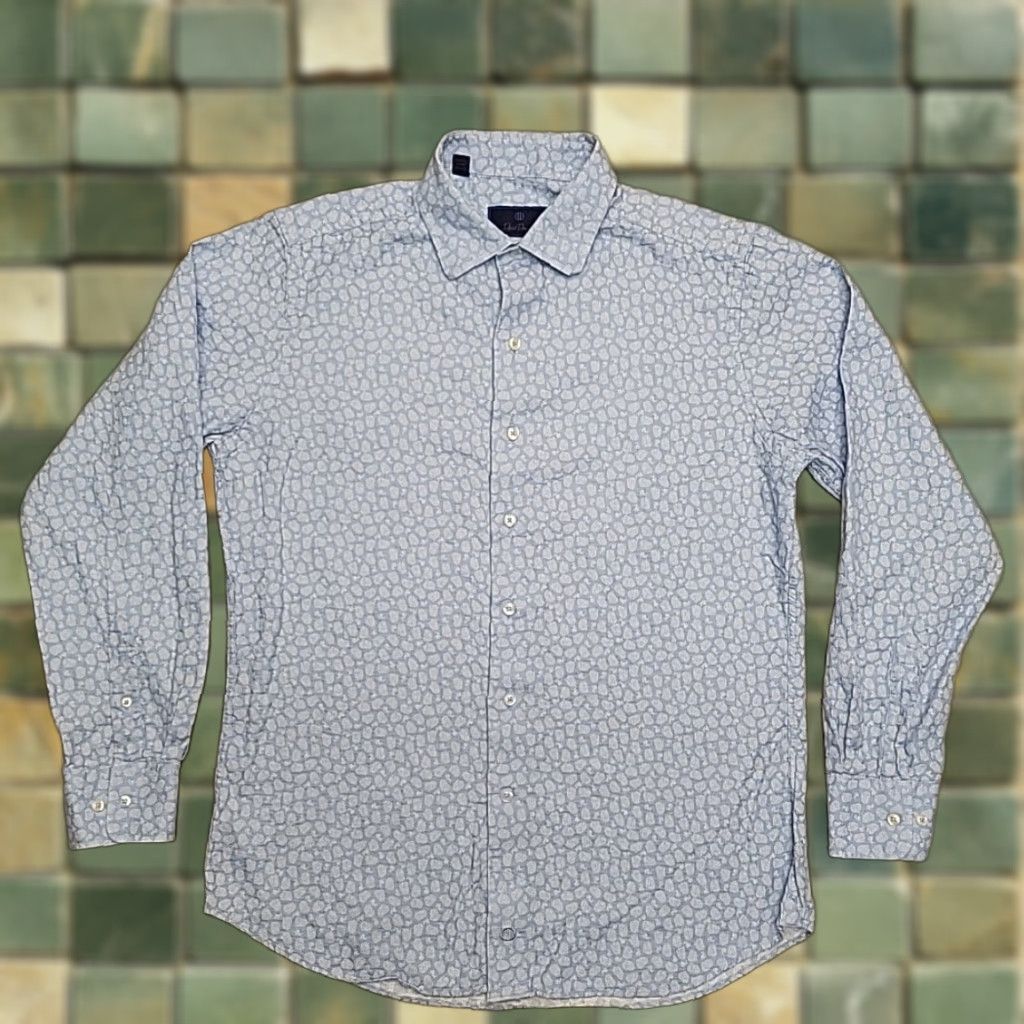 David Donahue David Donahue Shirt Mens 16 M/L Blue Micro Paisley Long Sleeve Dress Casual Shirt Size US L / EU 52-54 / 3 - 1 Thumbnail