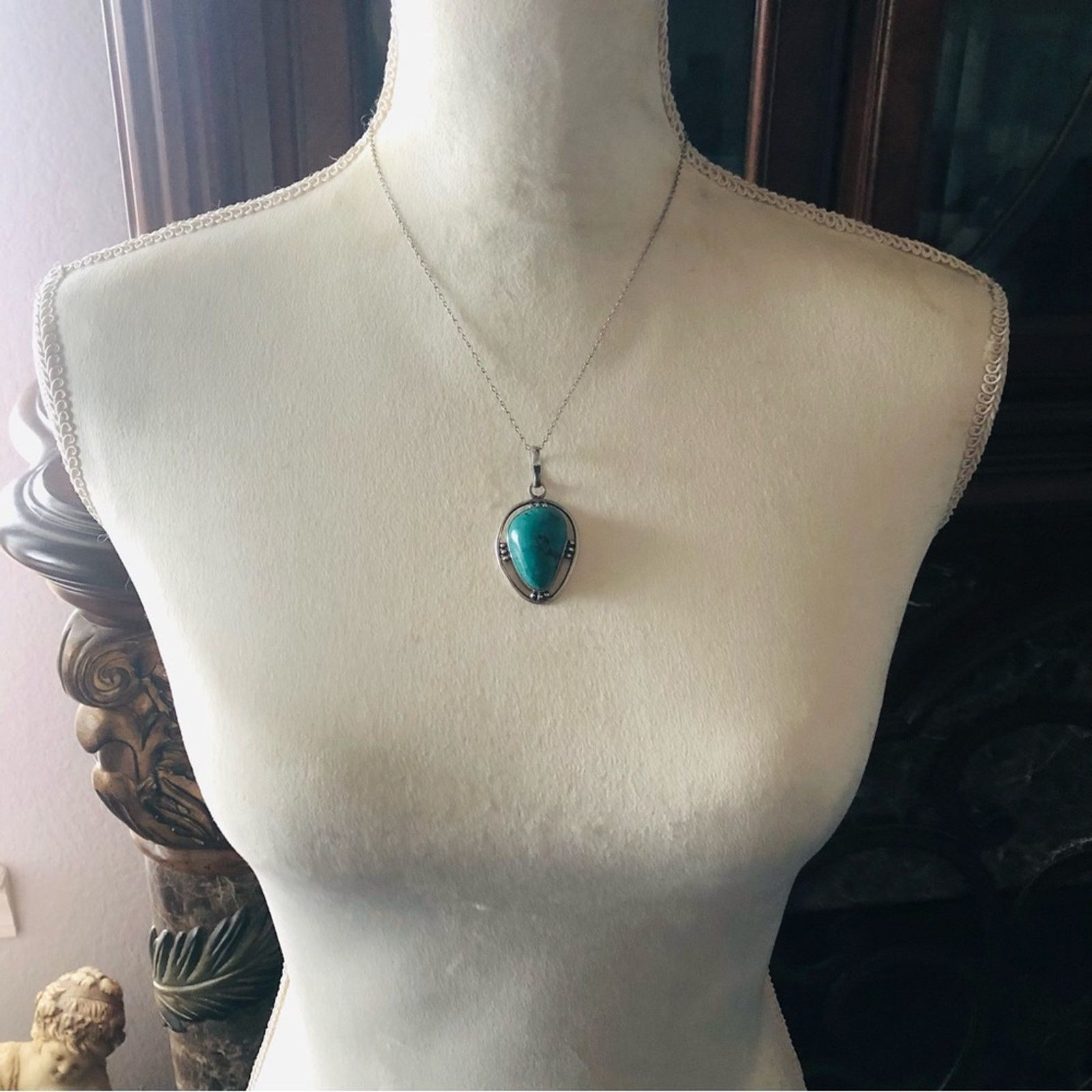 Vintage Vintage Native American Navajo MD 925 turquoise pendant Size ONE SIZE - 14 Thumbnail