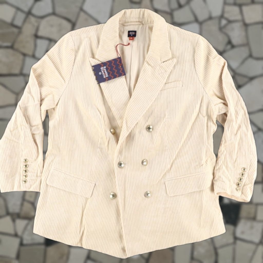 Rowing Blazers Rowing Blazers Corduroy Jacket Beige Women's 1X Corduroy Solid Long Sleeve Collared Shirt 1X Womens Size XL / US 12-14 / IT 48-50 - 1 Thumbnail