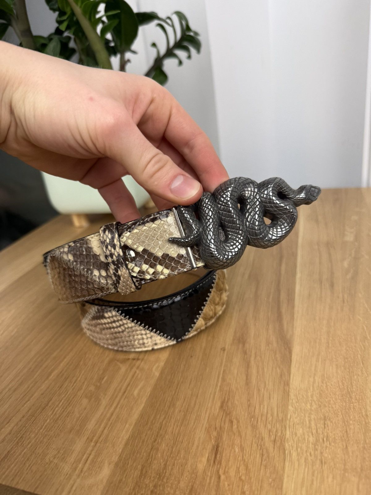 Japanese Brand × Vintage Vinatge Phyton Reptiles Leather Belt Size 32 - 3 Thumbnail