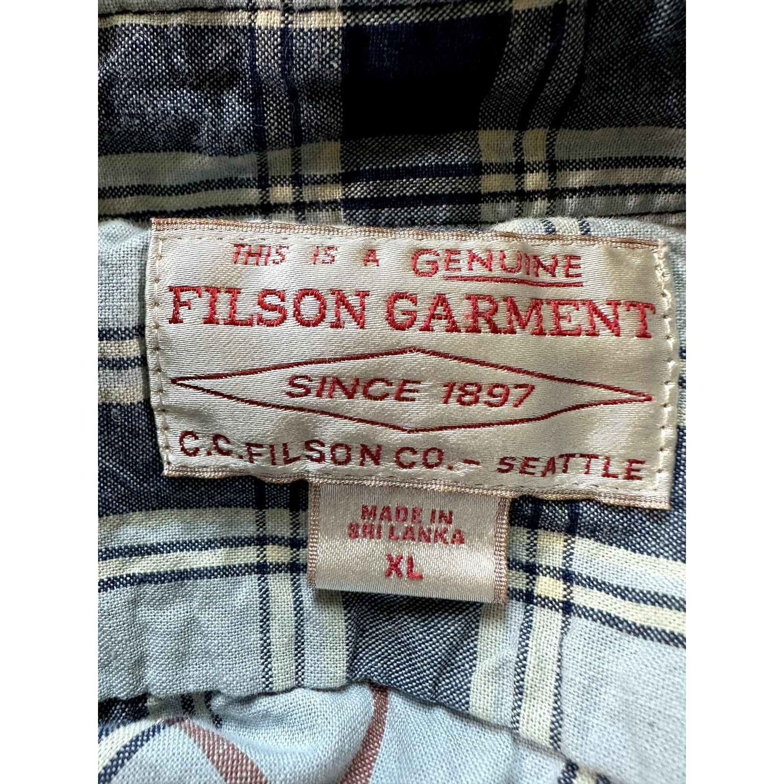 Filson Filson Chambray Shirt Short Sleeve Men's XL Blue Plaid Red Size US XL / EU 56 / 4 - 5 Thumbnail