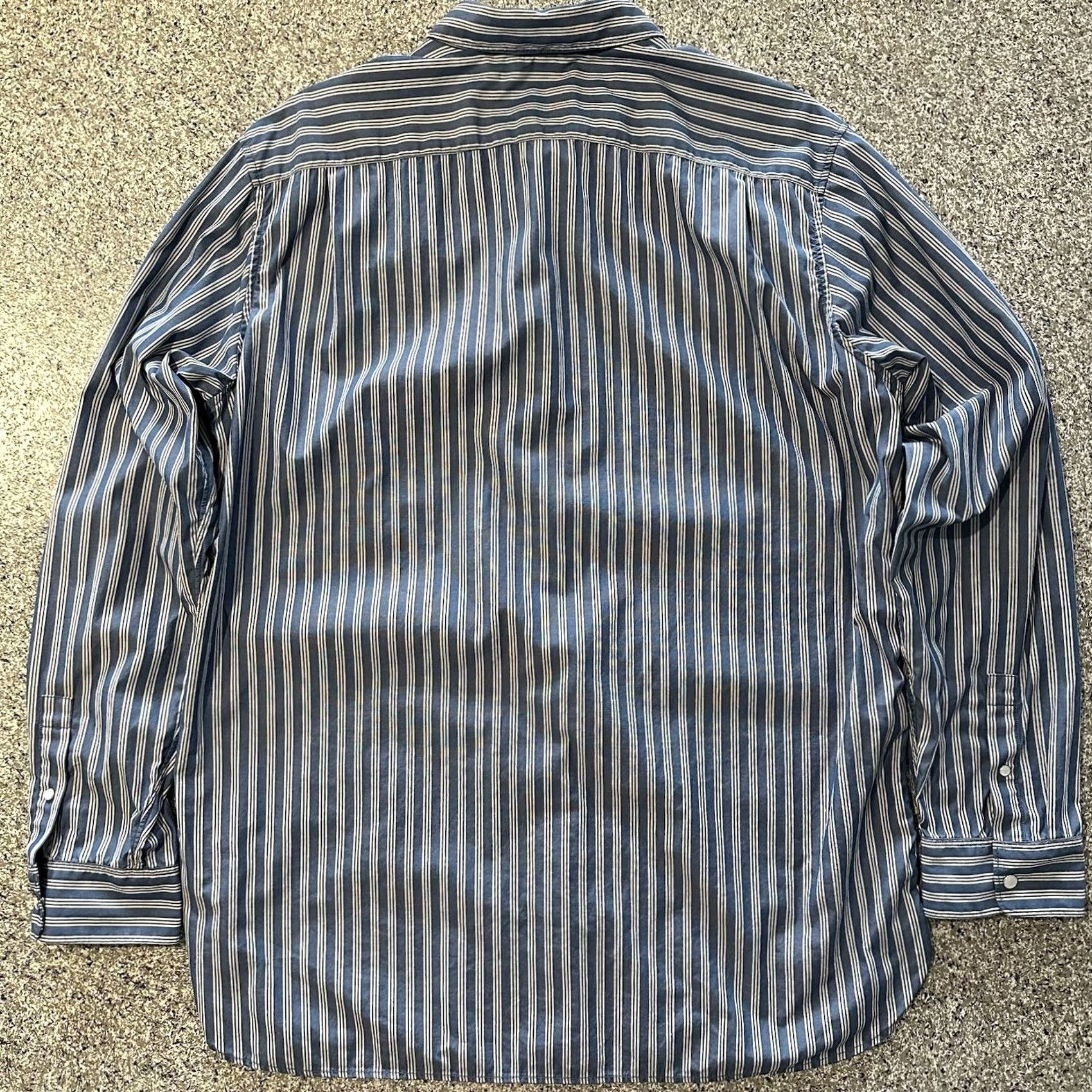 Banana Republic Banana Republic Shirt Men XL Slim Fit Blue Striped Western Collared Snap Button-Up LS Size US XL / EU 56 / 4 - 6 Thumbnail
