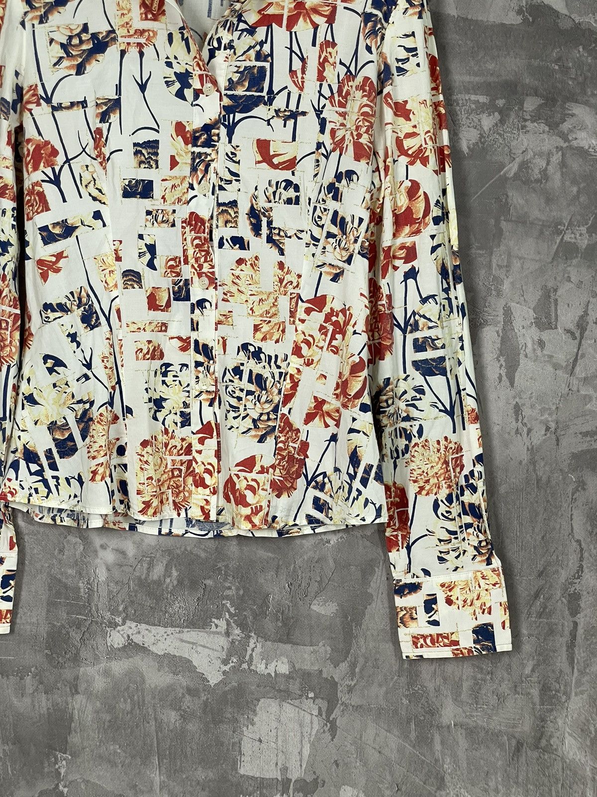 Just Cavalli × Roberto Cavalli × Vintage Just Cavalli Flower Print Luxury Avant Garde Y2K Shirt Size M / US 6-8 / IT 42-44 - 6 Thumbnail