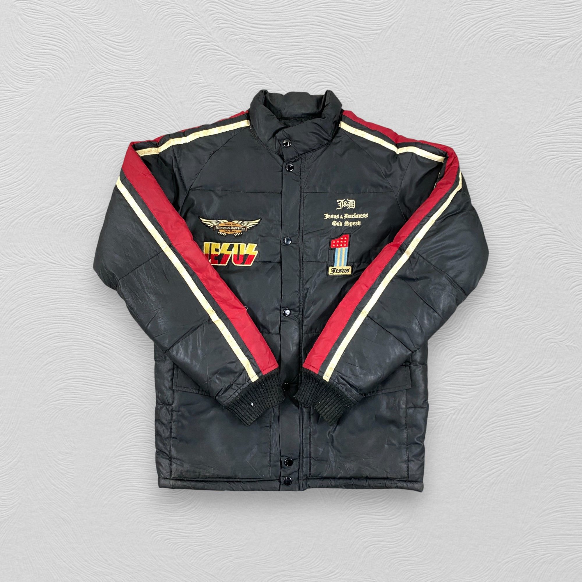 If Six Was Nine Vintage Jesus & Darkness Puffer Jacket - J335 Size US M / EU 48-50 / 2 - 3 Thumbnail