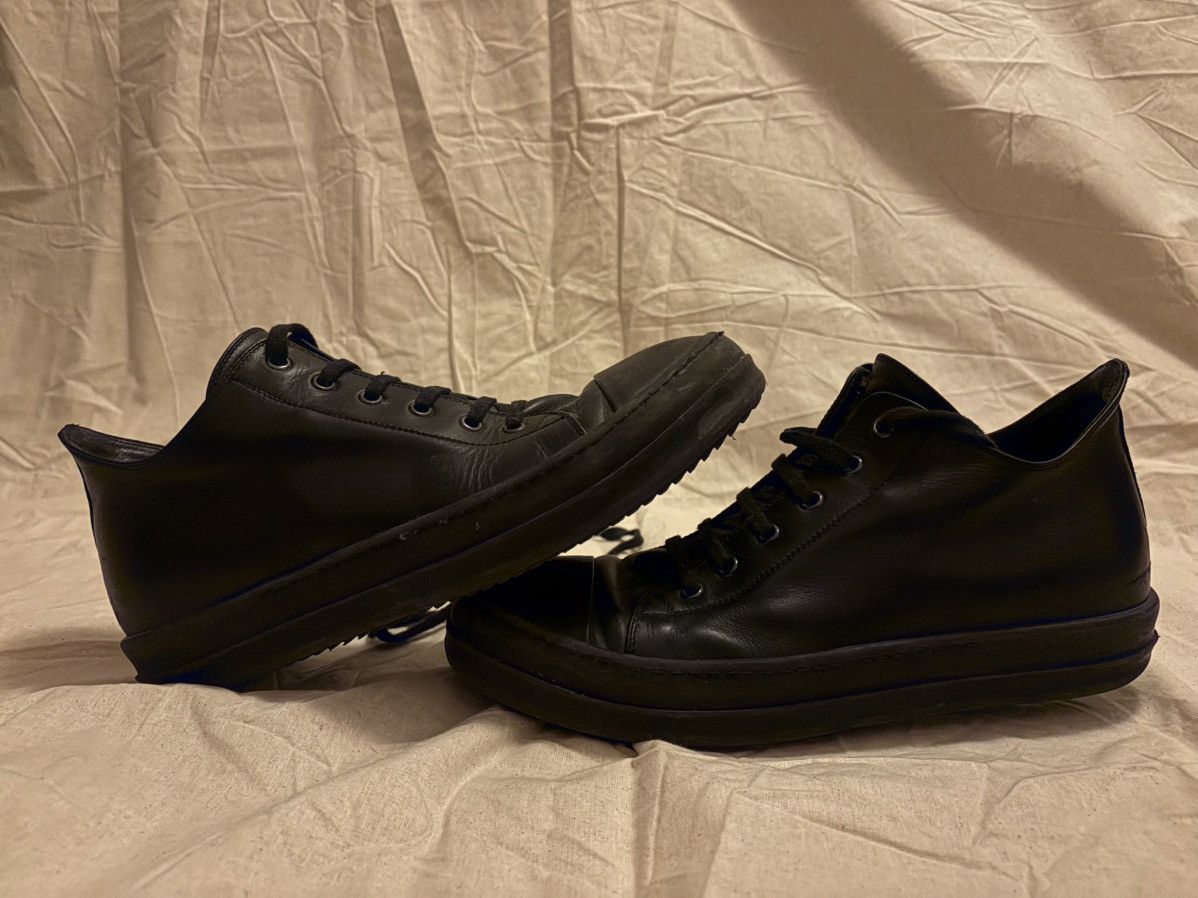 Rick Owens Black Leather low top ramones Size US 9 / EU 42 - 2 Thumbnail
