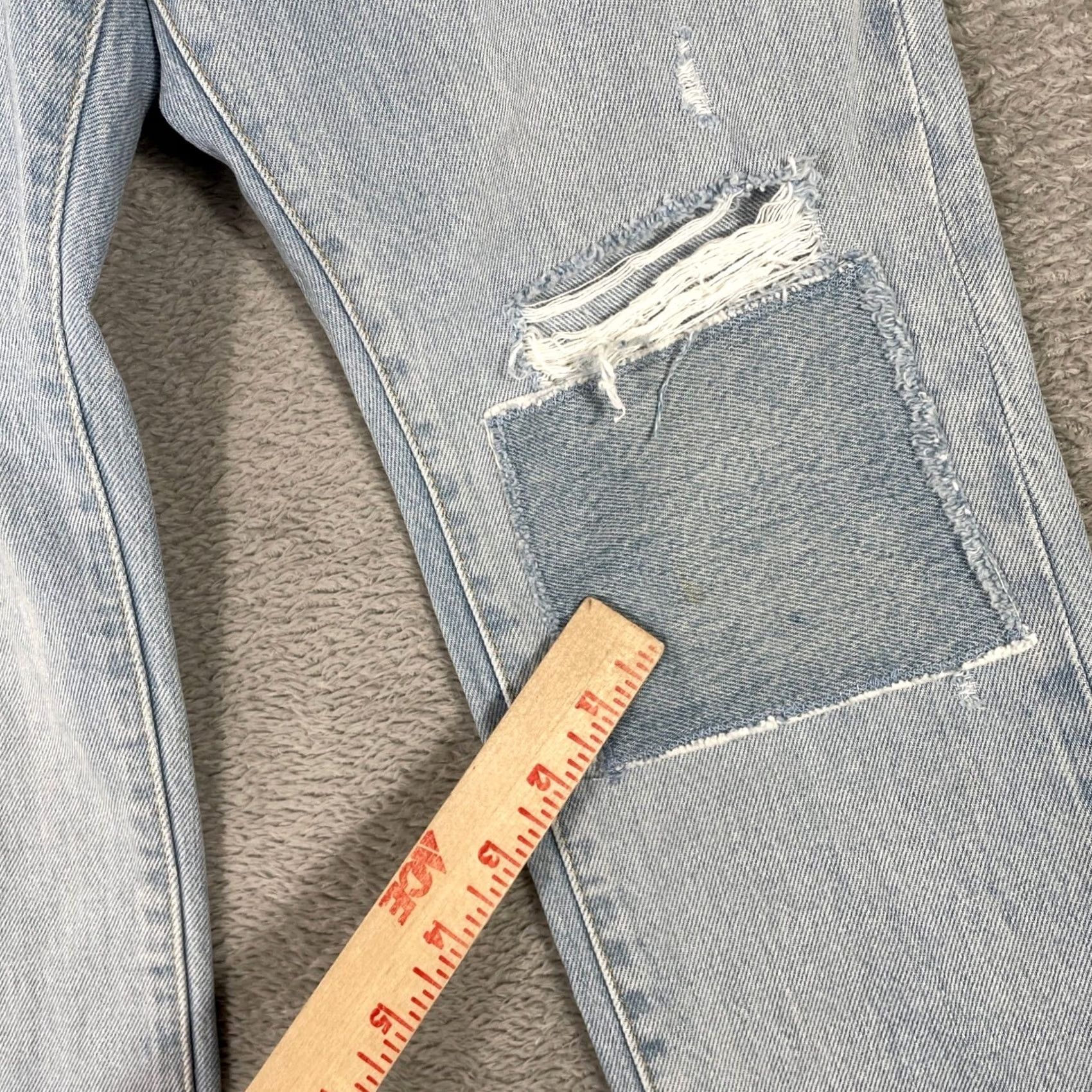 Levi's Levi's Made & Crafted Twig High Slim Jeans Womens 28 Light Wash Distressed Patchwork Size ONE SIZE - 5 Thumbnail