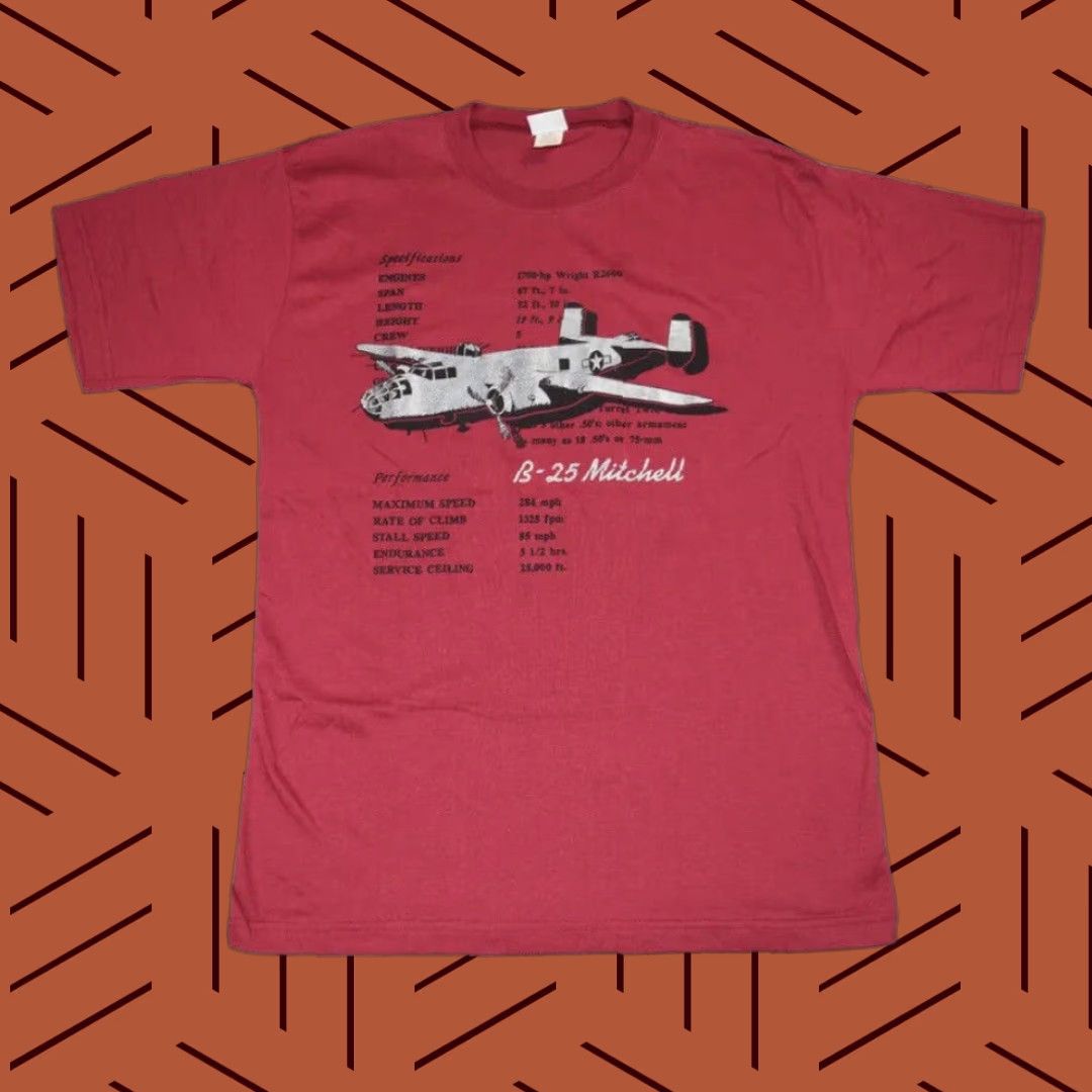 Haband VINTAGE Haband B-25 Stealth Bomber Plane T-Shirt Mens Large Red Graphic Print WW2 Aviation Size US L / EU 52-54 / 3 - 1 Thumbnail