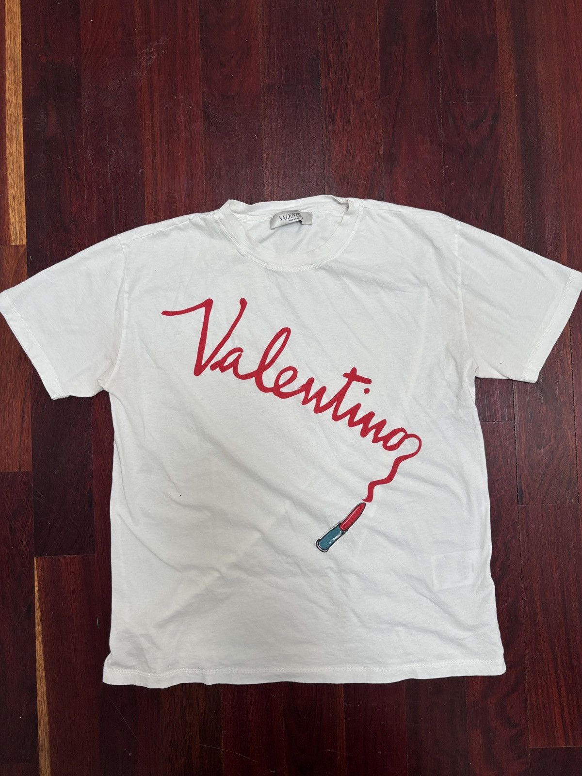 Valentino Valentino Lipstick Graphic T-Shirt Italy Zandra Rhodes Size L / US 10 / IT 46 - 1 Thumbnail