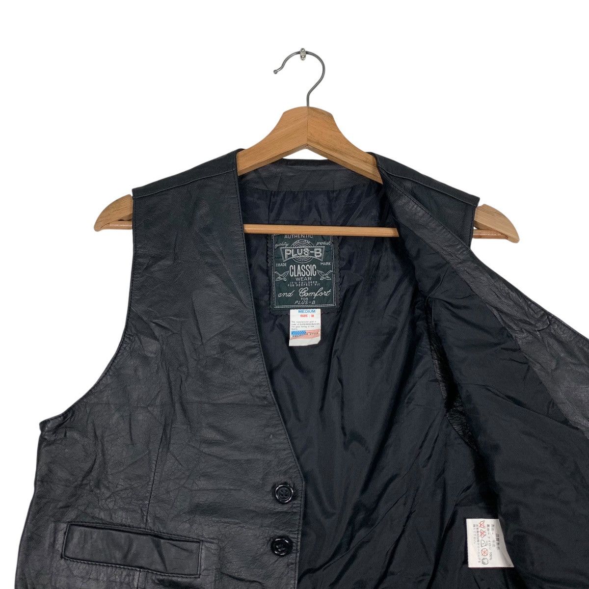 Japanese Brand PLUS-B Cowhide Black Leather Vest #1233-C56 Size US M / EU 48-50 / 2 - 10 Thumbnail