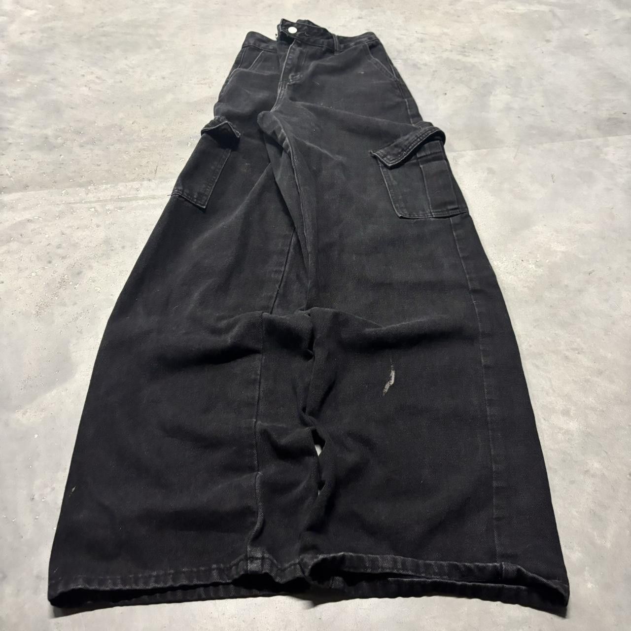 Japanese Brand × Vintage Crazy Vintage Y2K/2000s Baggy Black Skater Streetwear Cargo Jeans! Size US 27 - 3 Thumbnail