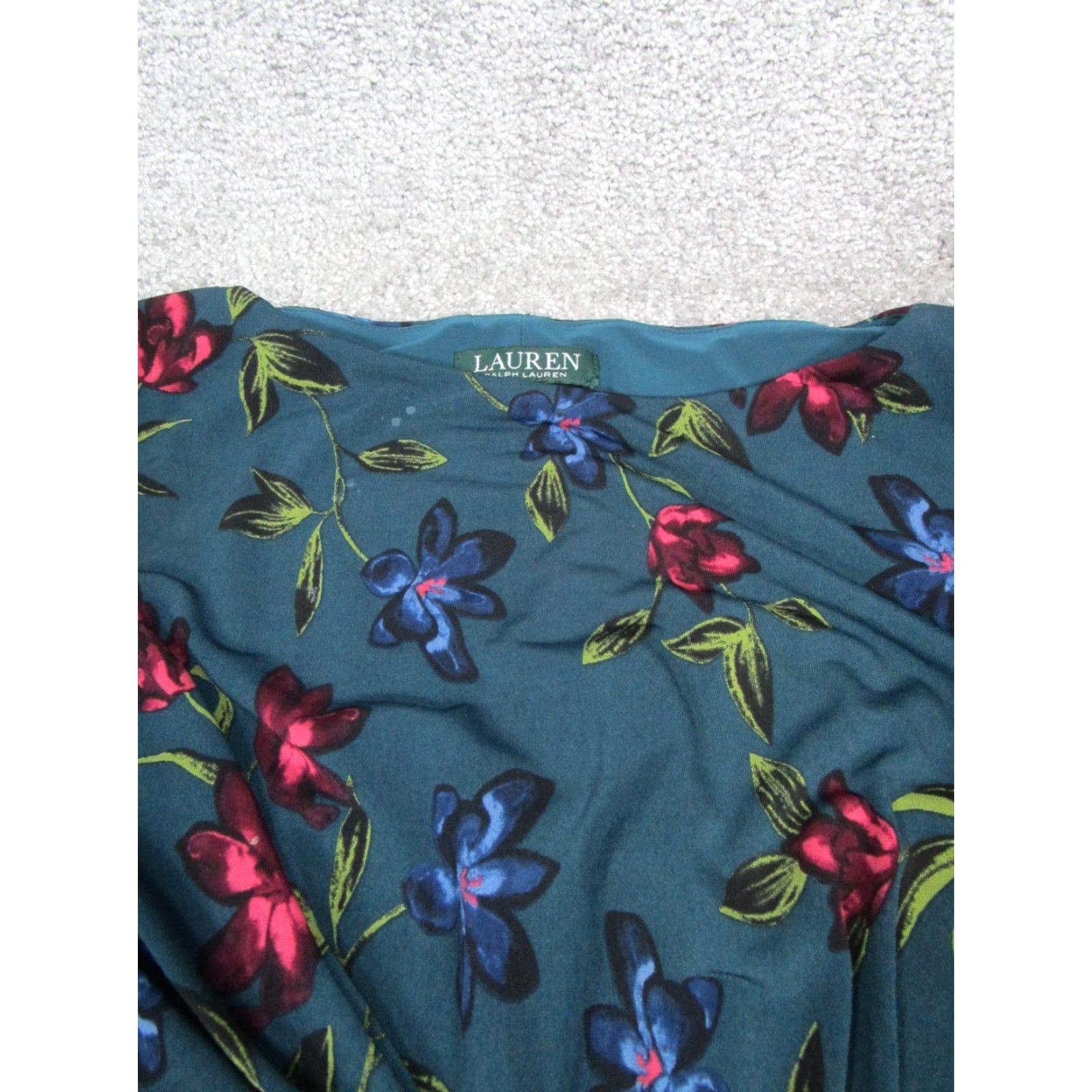 Ralph Lauren Lauren Ralph Lauren Dress Womens 16 Green Floral Wrap Blouson Blue Red Size XXL / US 16-18 / IT 52-54 - 2 Thumbnail