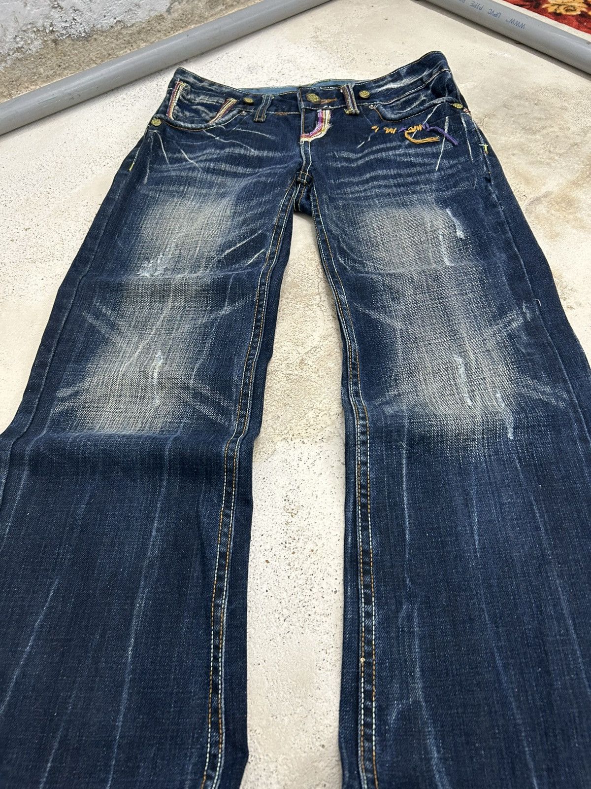 If Six Was Nine Super Flare Swell N Denim Japan Mud Washed Whisker Low Rise Size US 31 - 5 Thumbnail