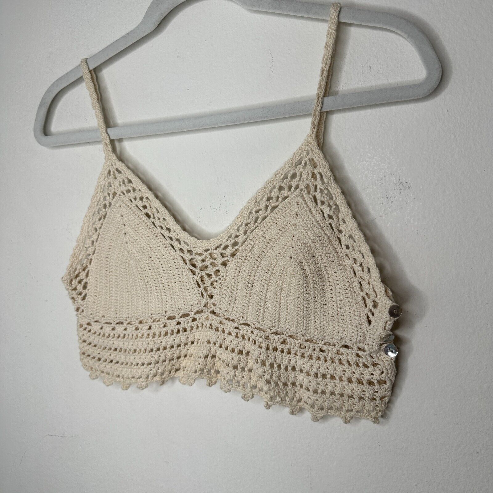 Urban Outfitters Urban Outfitters Tan Crochet Bralette Side Buttons Medium Size M / US 6-8 / IT 42-44 - 3 Thumbnail