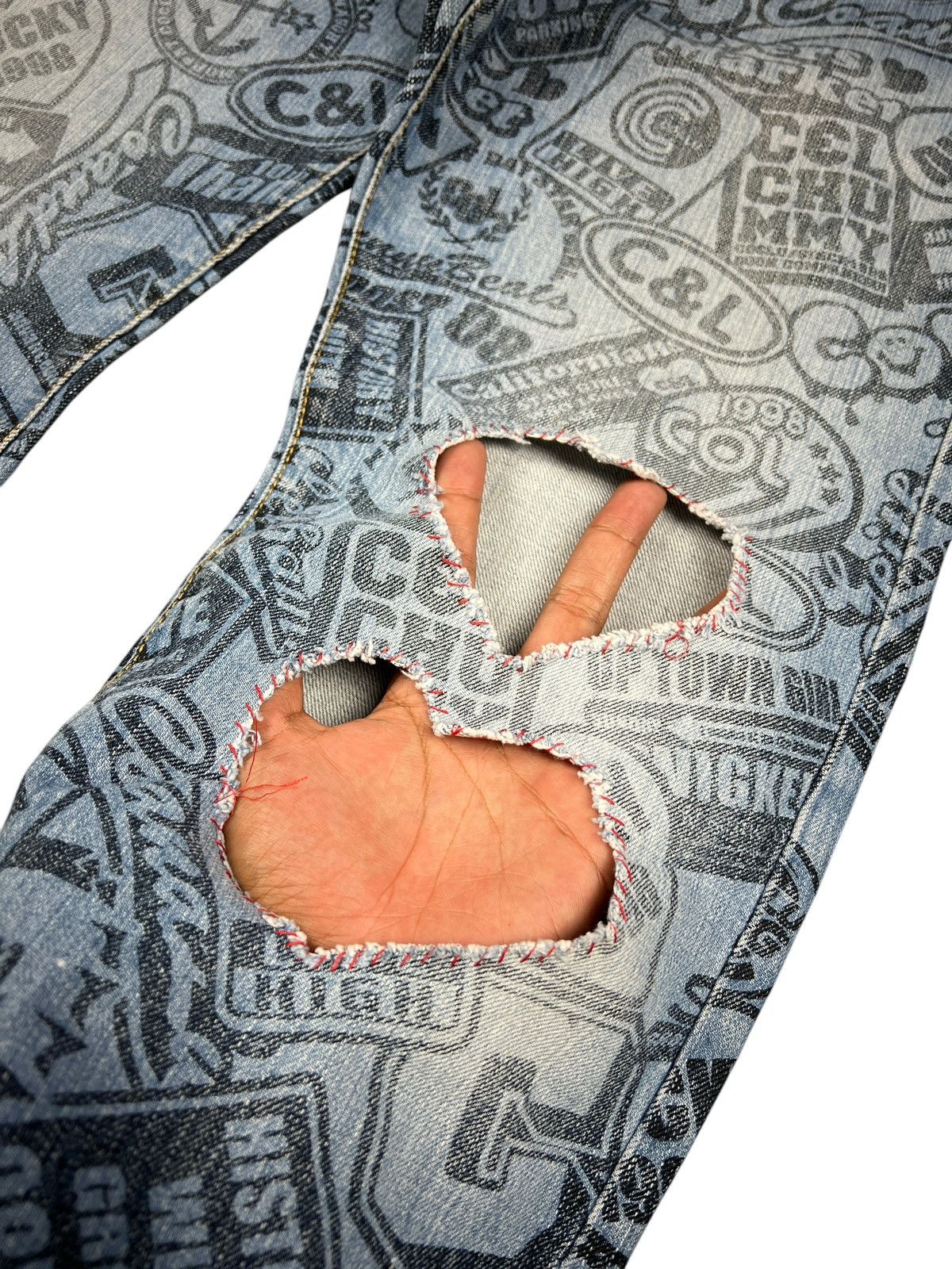 Hysteric Glamour × Japanese Brand Co & Lu 🇯🇵 Printed Jeans Size US 31 - 6 Thumbnail
