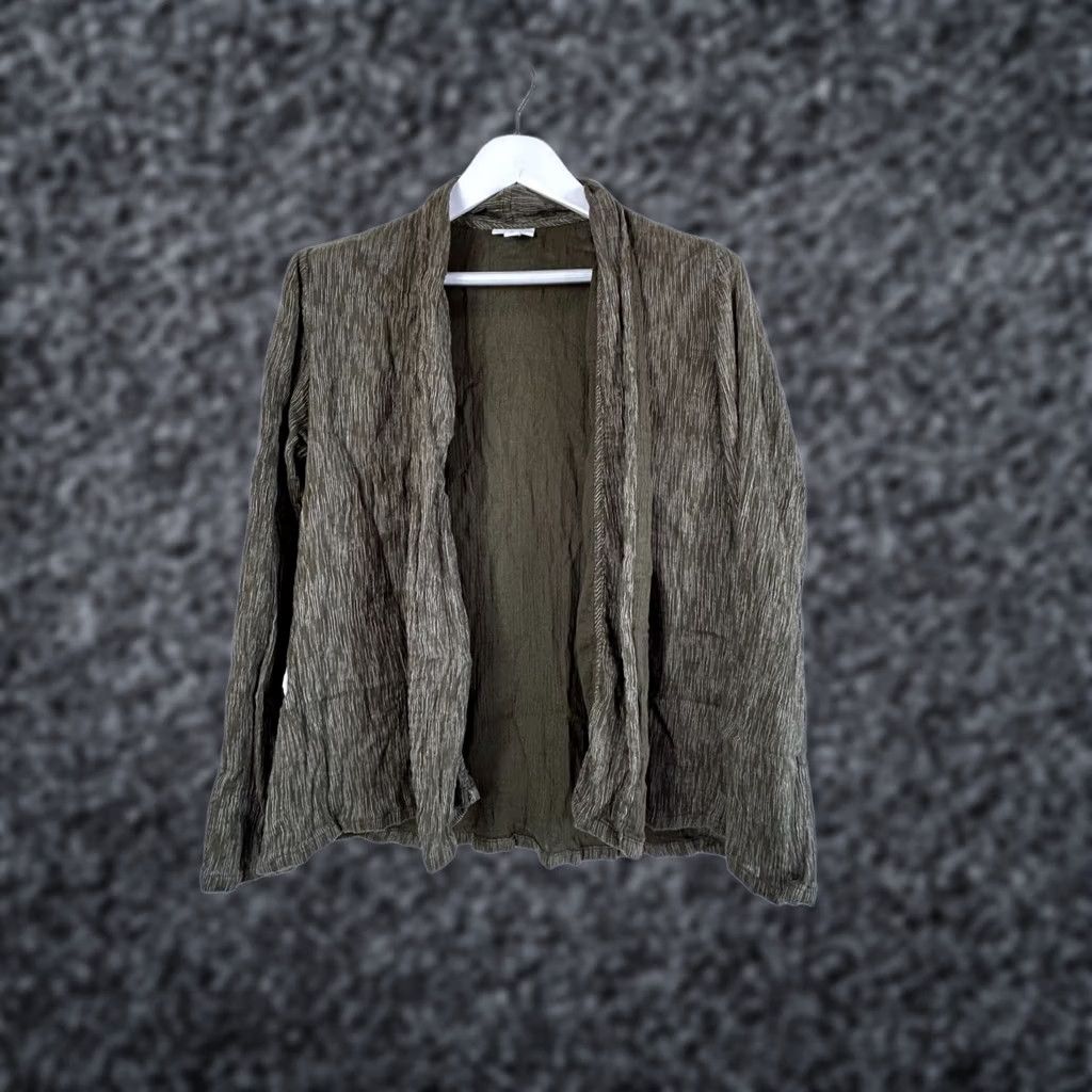 J. Jill Pure Jill Womens Olive Green Open Front Striped Cardigan Jacket Medium Cotton Size M / US 6-8 / IT 42-44 - 1 Thumbnail