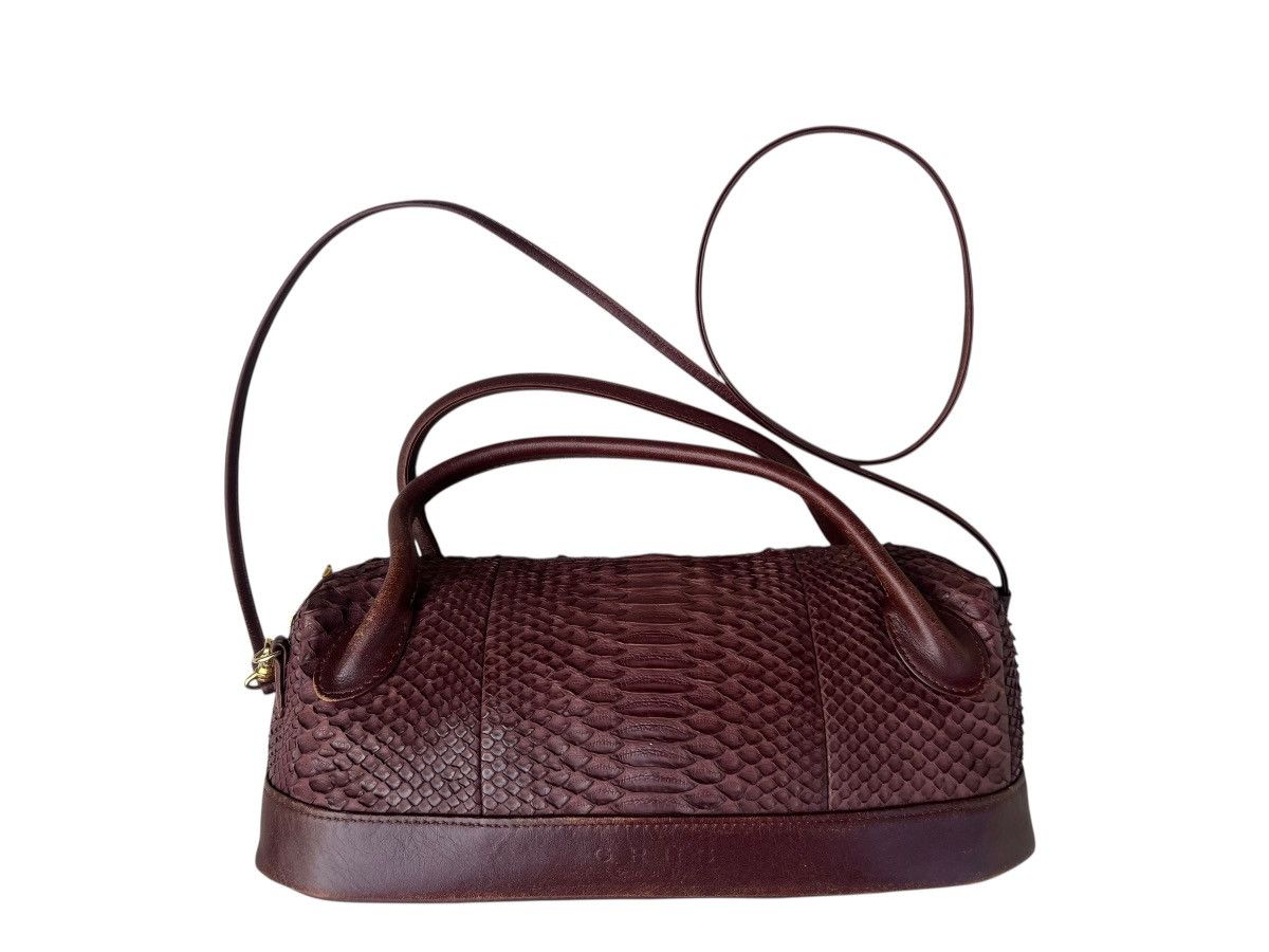Leather Vintage GRES PARIS Python Skin Leather 2 Way Mini Boston Bag Size ONE SIZE - 11 Thumbnail