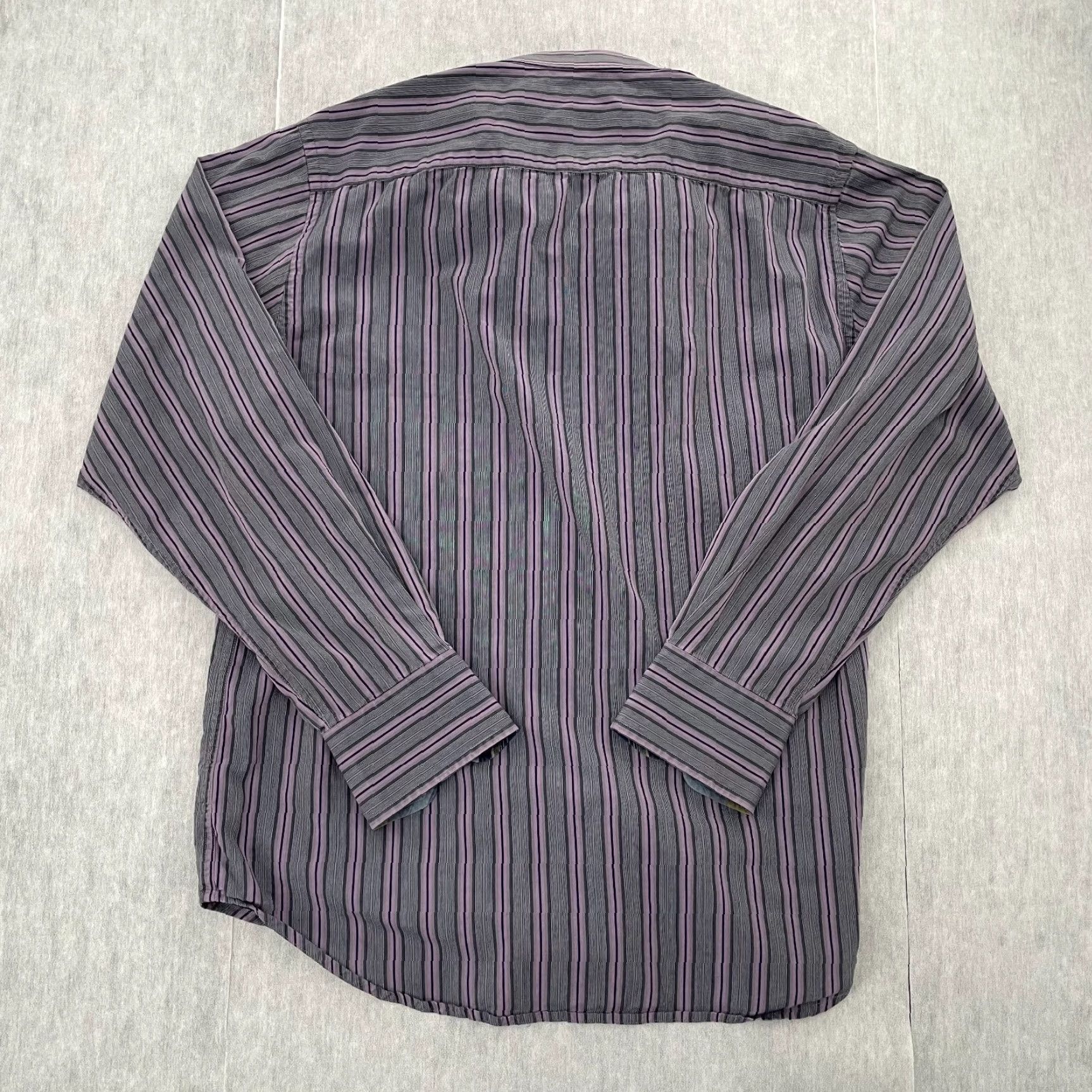 Robert Graham ROBERT GRAHAM Striped Button-Up Shirt Adult Large Purple Gray Long Sleeve Mens Size US L / EU 52-54 / 3 - 2 Thumbnail