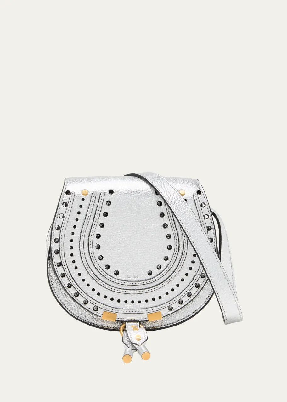 Chloe Oc11Z0525 Size: Os / Marcie Metallic Saddle Crossbody Bag in Silver, Women's