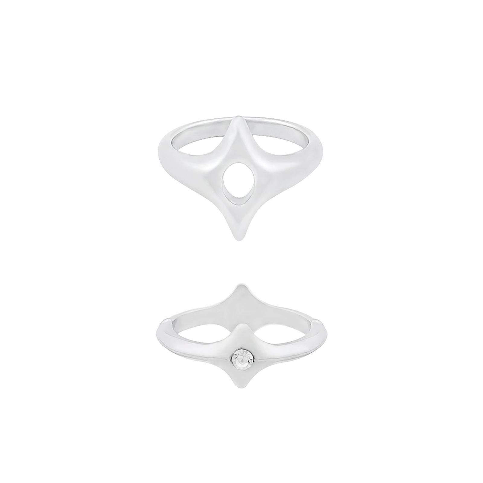 Jewelry Silver Geometric Modern Rings, Unique Statement Jewelry Size ONE SIZE - 7 Thumbnail