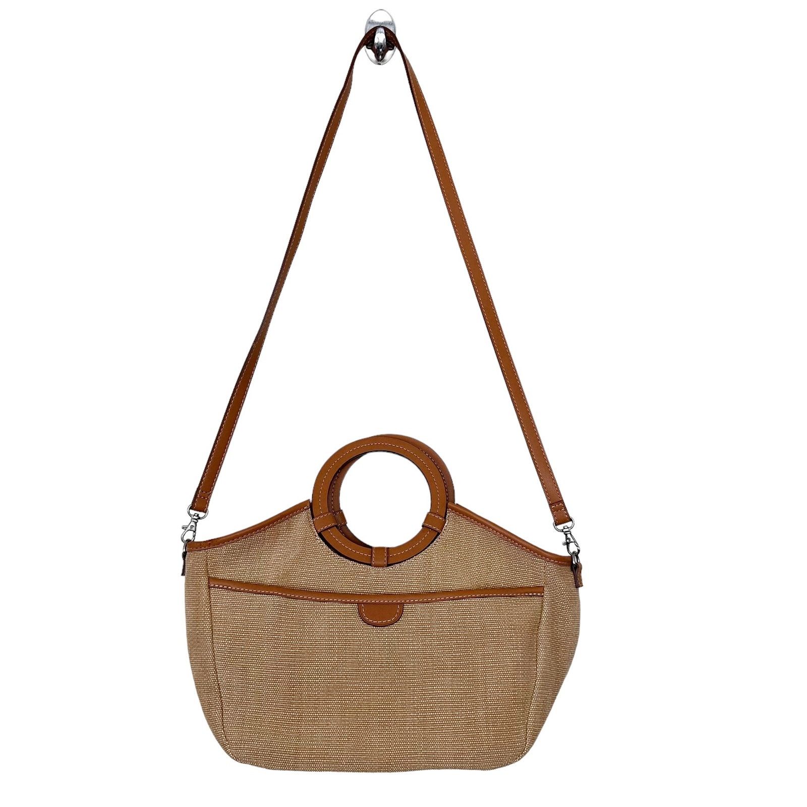 Fossil Tan Boho Straw Crossbody Bag Circle Handle in Brown, Women's