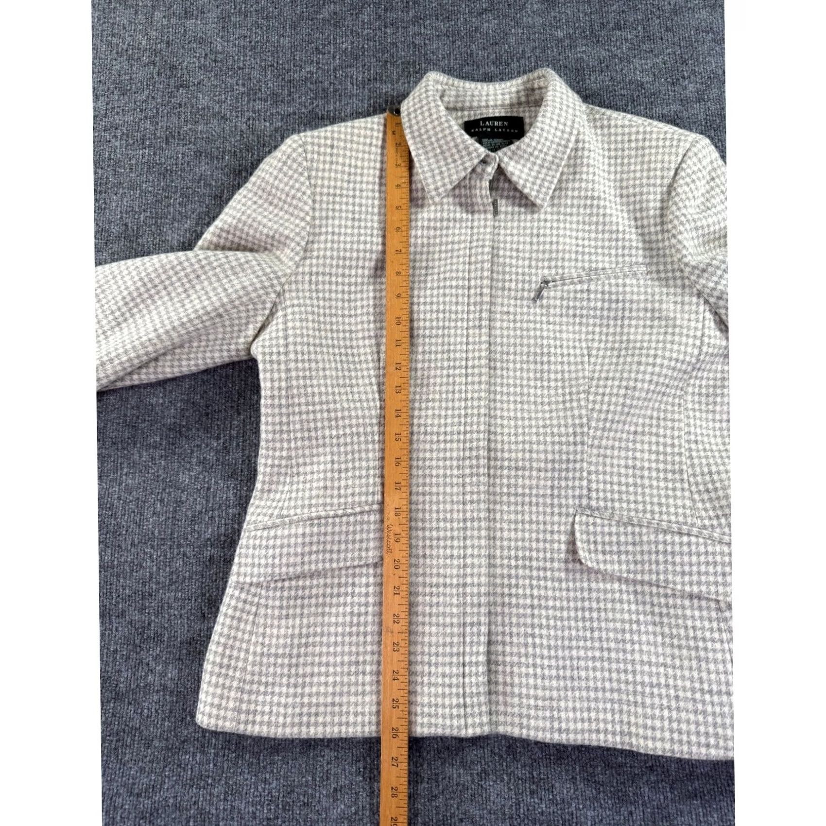 Ralph Lauren VINTAGE Lauren Ralph Lauren Houndstooth Jacket Womens Size 14 Gray Zip Front Collared Size XL / US 12-14 / IT 48-50 - 6 Thumbnail