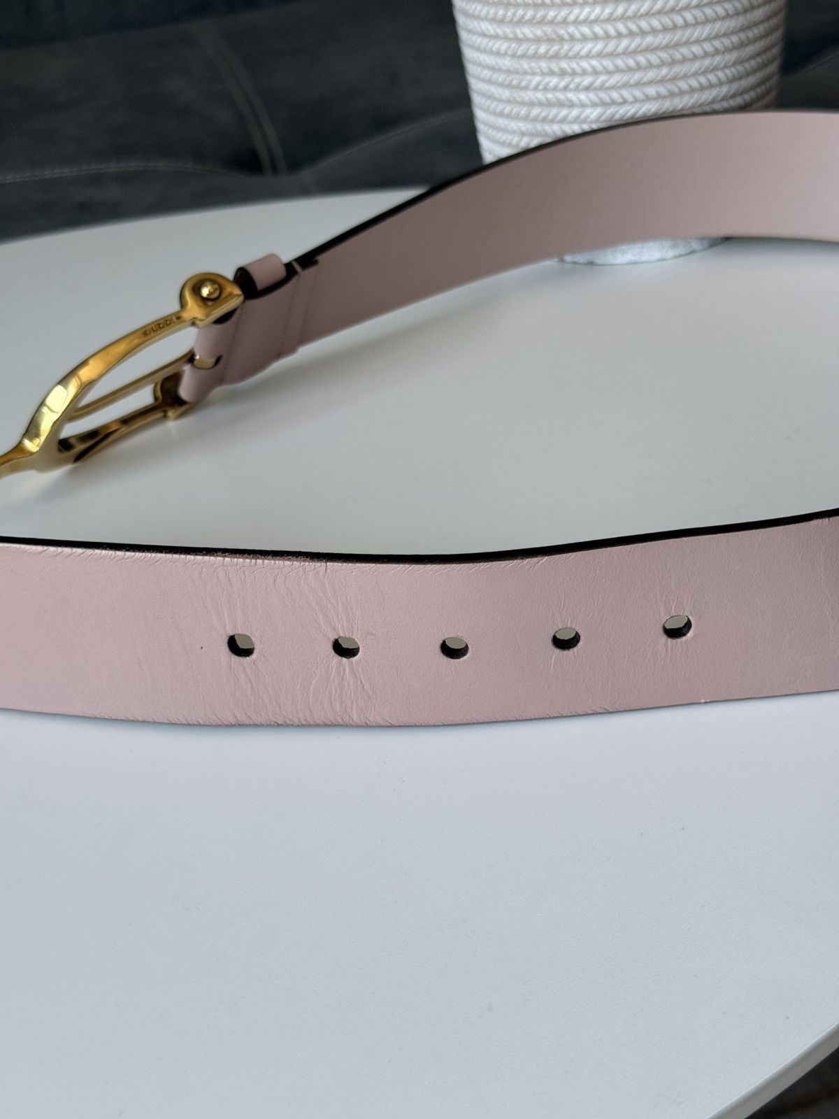 Gucci Gucci Pink Calfskin Gold Horsebit Buckle Belt Size 80/32 Size ONE SIZE - 7 Thumbnail