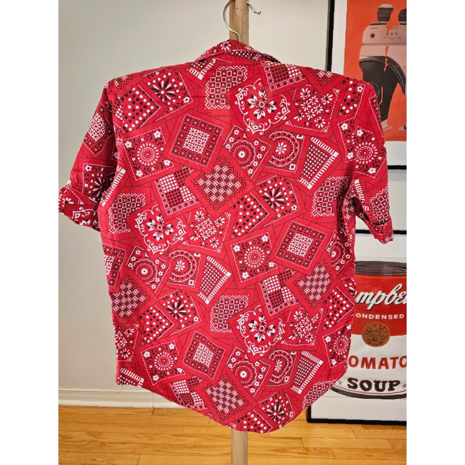 Vintage VINTAGE Rockabilly BUTTON UP SHIRT WOMEN'S L 60's DURABLE PRESS BANDANA RED Shirt XS? Size L / US 10 / IT 46 - 7 Thumbnail