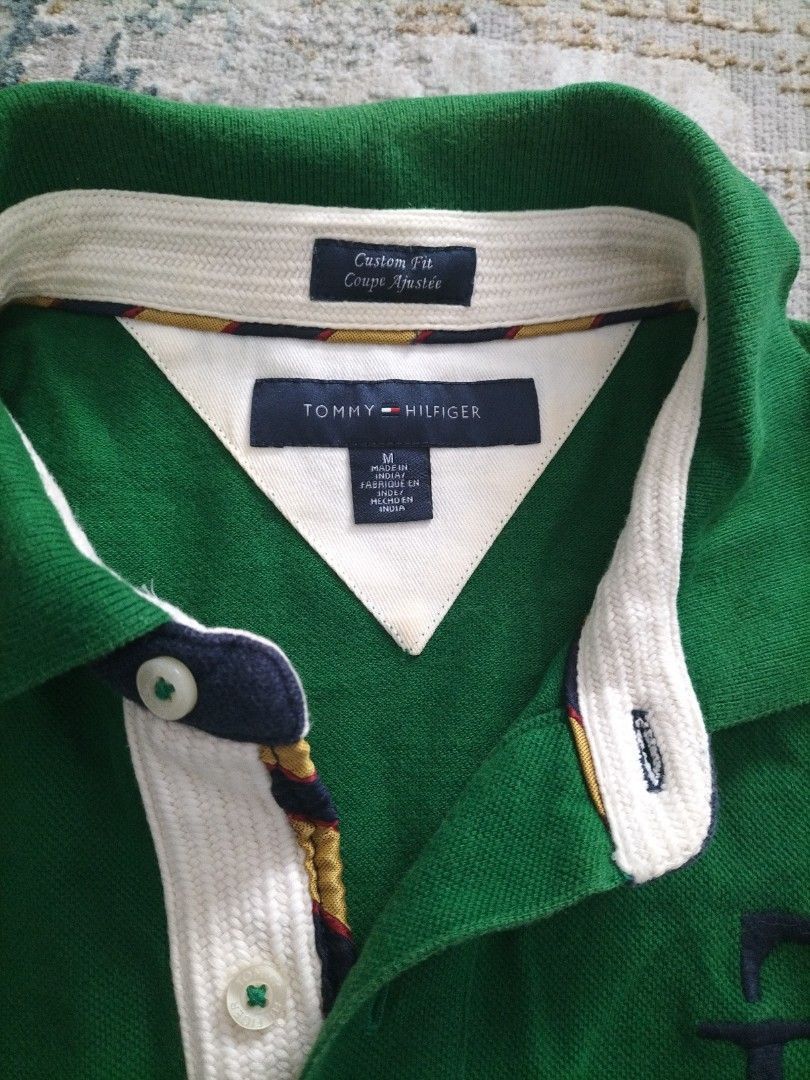 Tommy Hilfiger Tommy Hilfiger Rugby Polo Shirt Green M Custom Fit Size US M / EU 48-50 / 2 - 2 Thumbnail