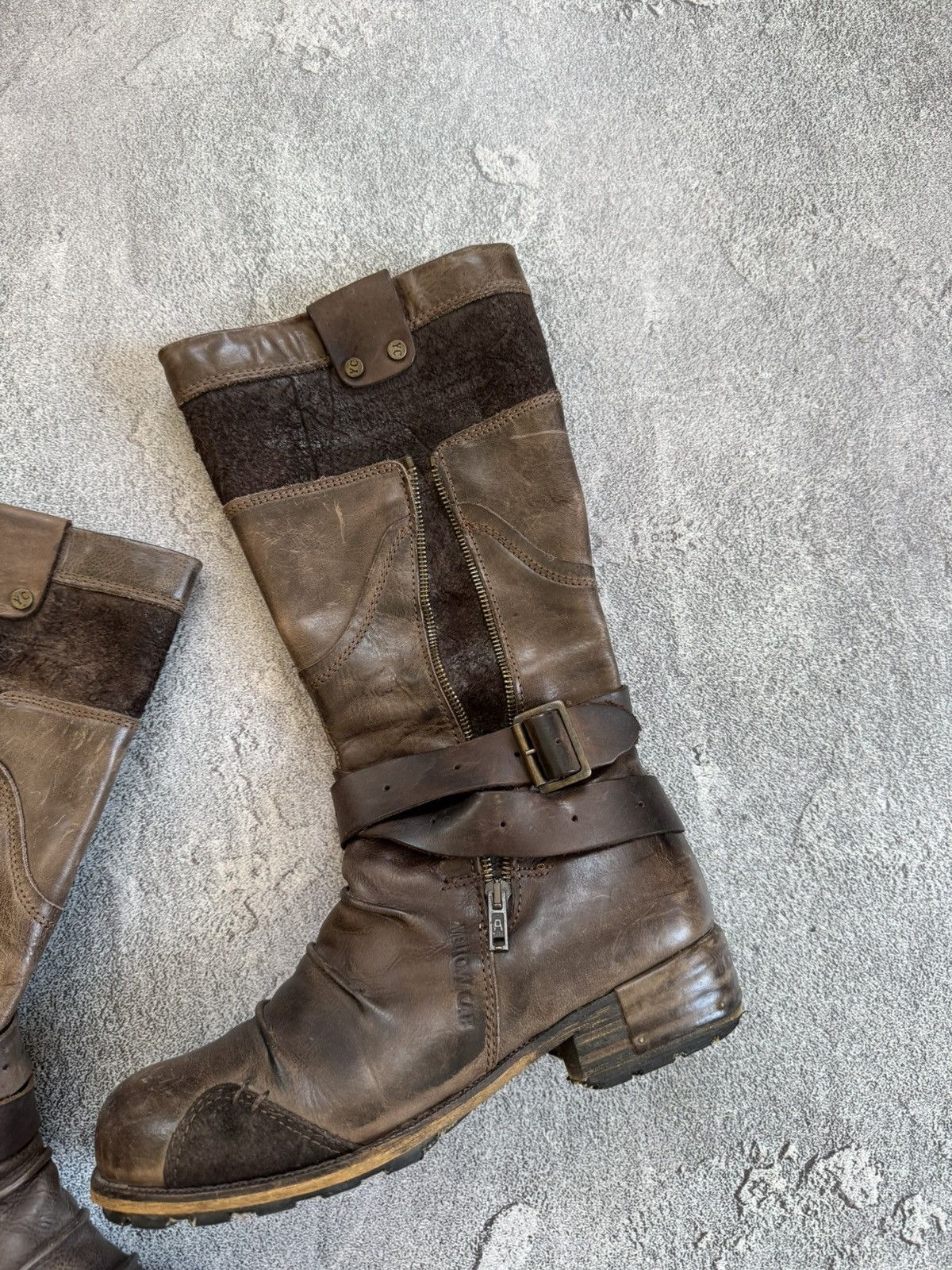 Designer × Vintage Yellow Cab 40size brown leather biker high shoes boots punk Size US 10 / IT 40 - 3 Thumbnail