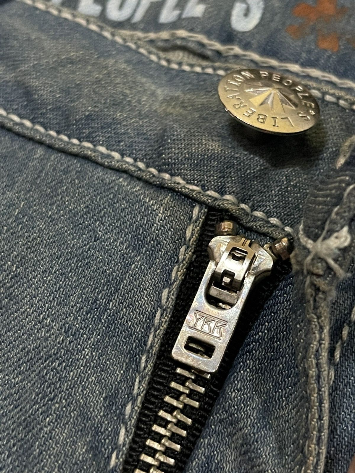 Japanese Brand FLARE 💥 People’s Liberation Washed Denim Size 33" - 8 Thumbnail