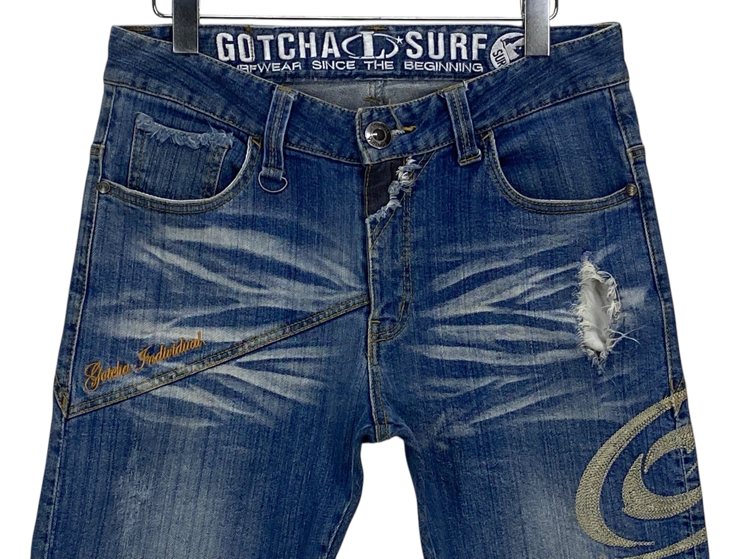 Gotcha × Japanese Brand J-Cut Denim Distressed Jeans Size US 31 - 3 Thumbnail
