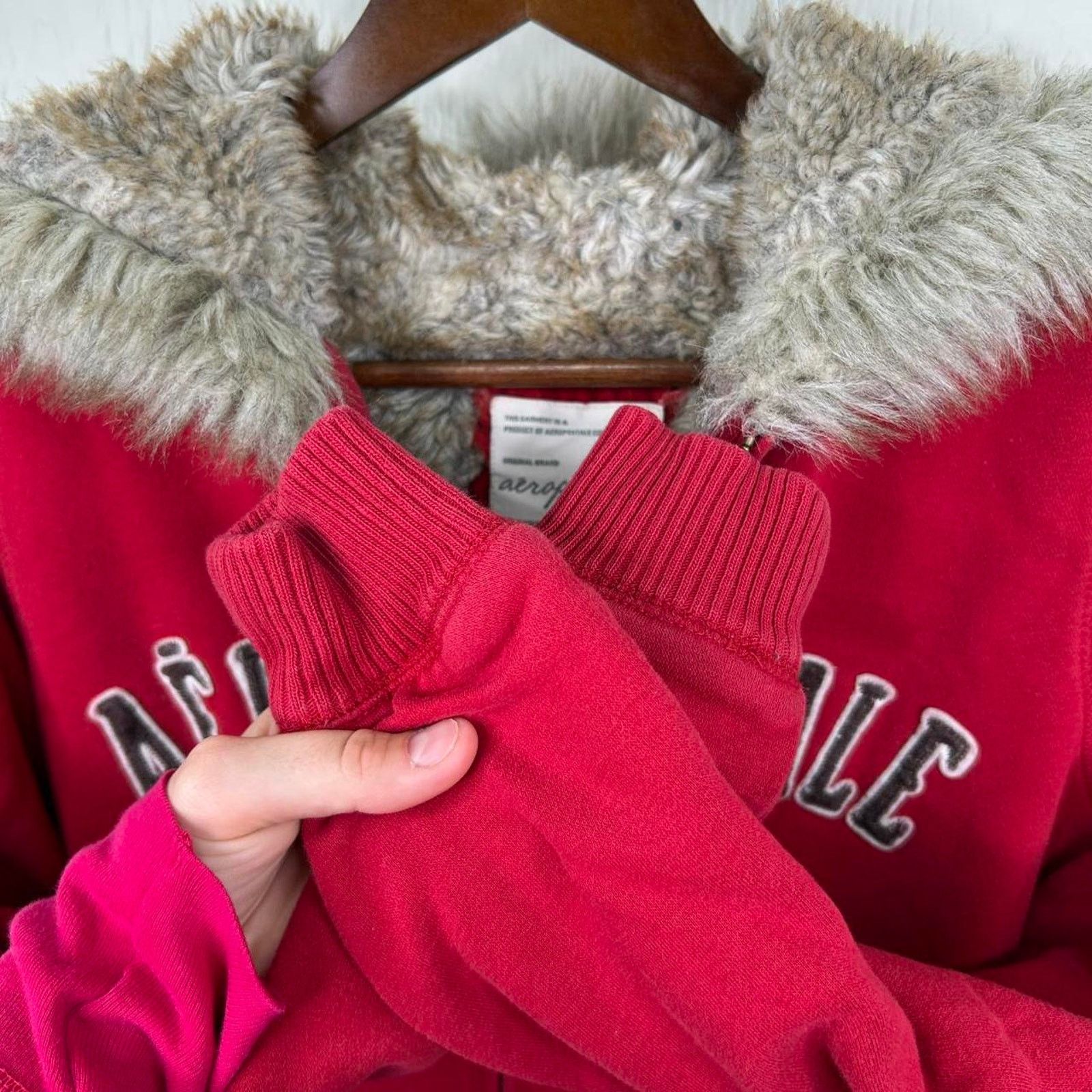 Aeropostale Vintage Y2K Fur-Lined Aeropostale Zip-Up Hooded Jacket Large Size L / US 10 / IT 46 - 8 Thumbnail