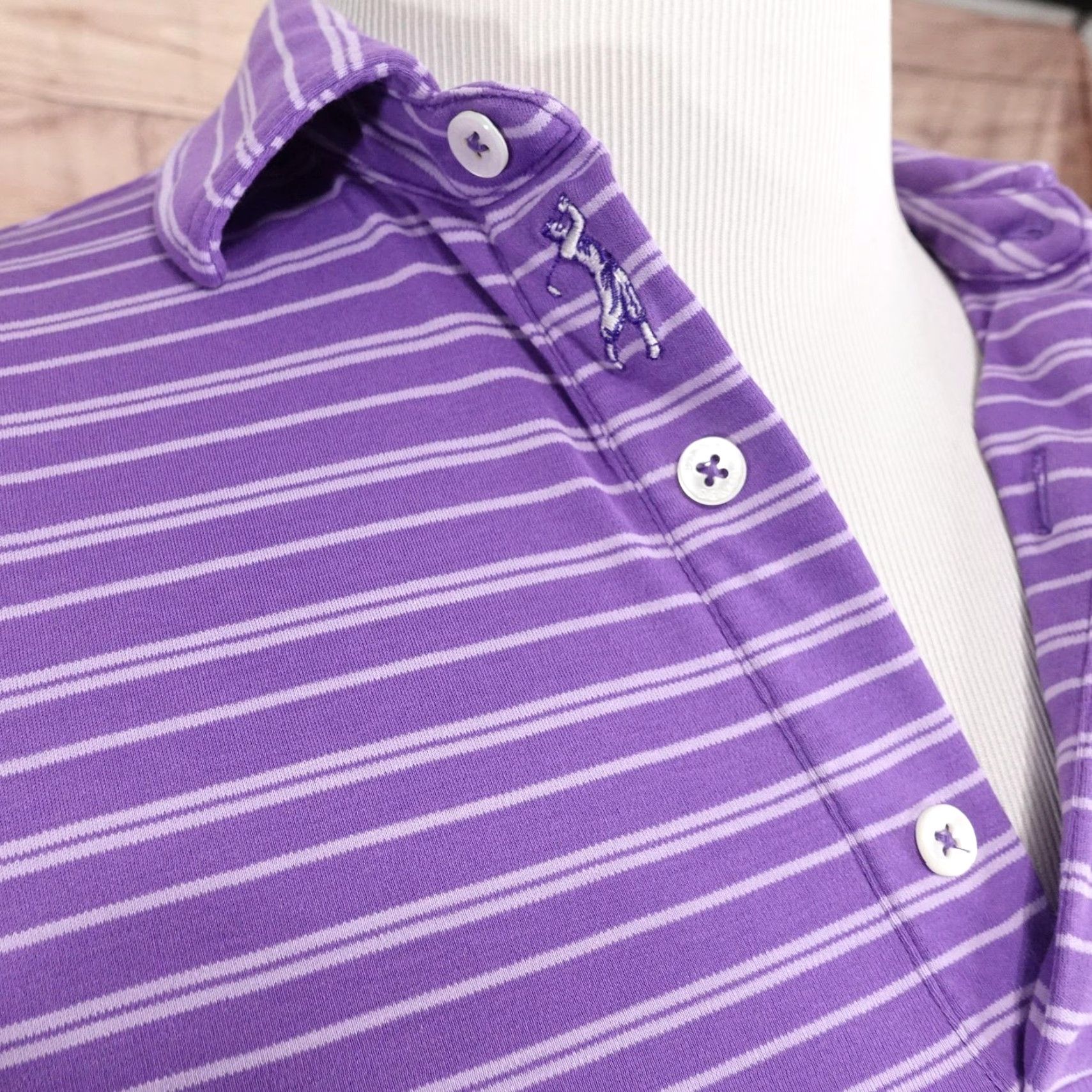 Vintage Bobby Jones Polo Shirt Men Medium Purple Striped Golf 100% Pima Cotton Casual Short Sleeve Size US M / EU 48-50 / 2 - 3 Thumbnail