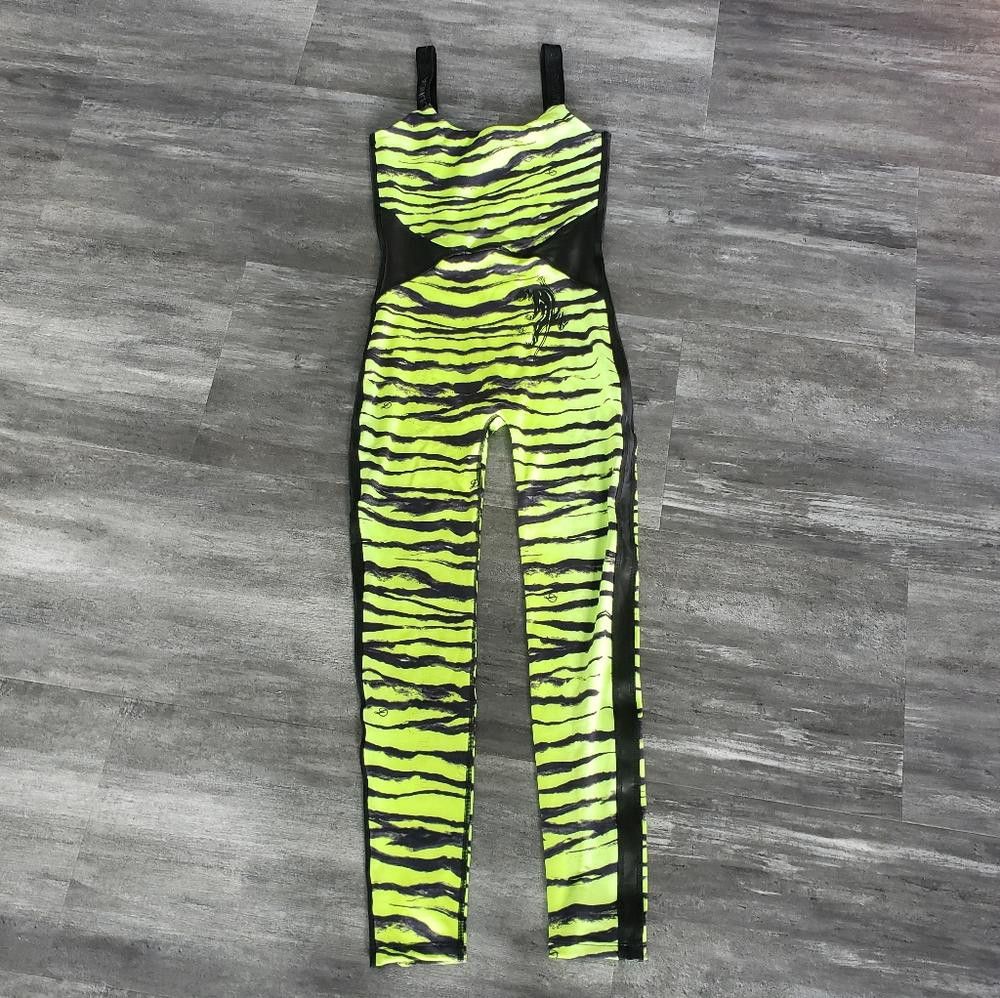 Designer Lime Tiger DUNDAS Full Length Cat Bodysuit Size 28" / US 6 / IT 42 - 1 Thumbnail
