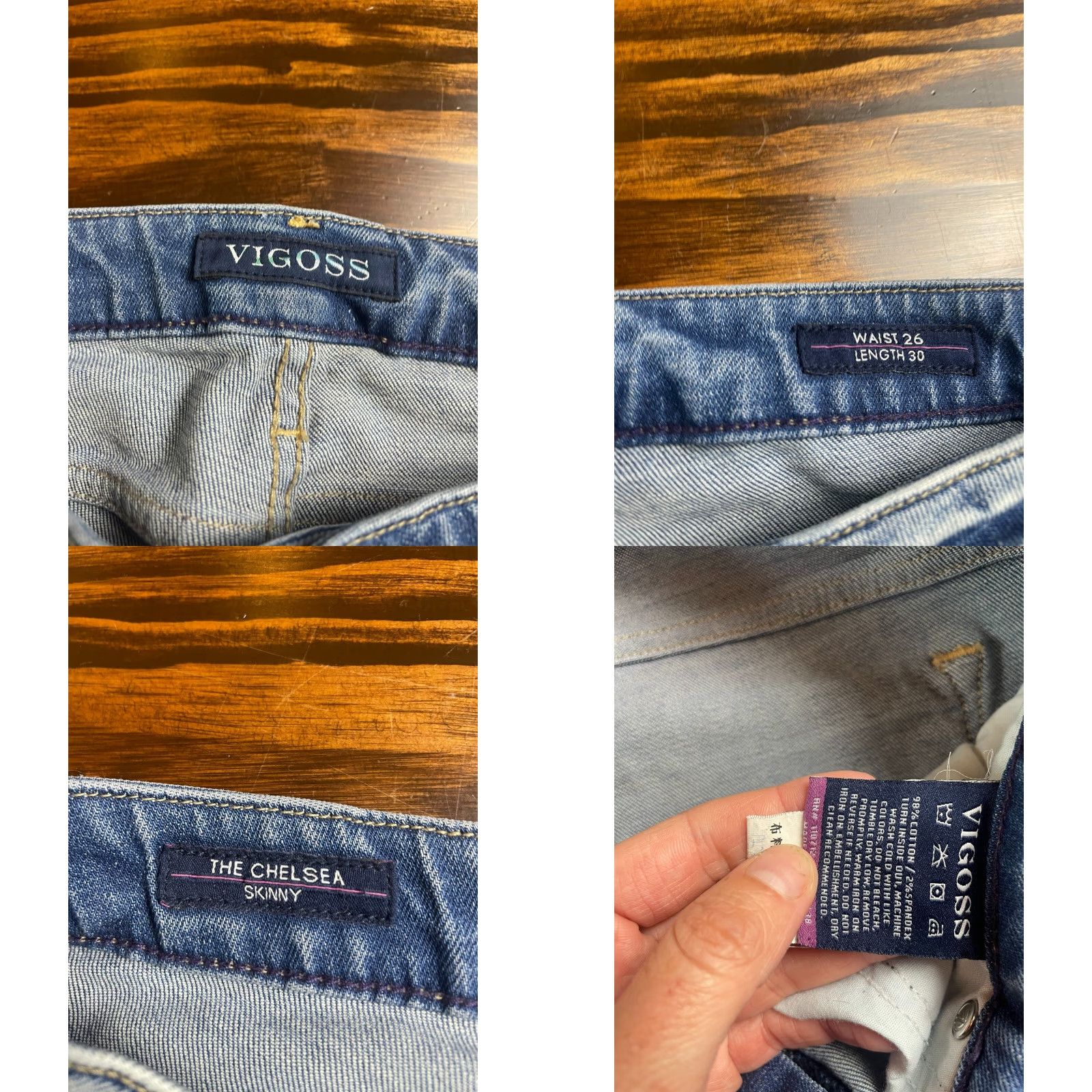 Vintage VIGOSS Jeans Women's Size26x30 Blue Denim The Chelsea Skinny Distressed Size 26" / US 2 / IT 38 - 8 Thumbnail