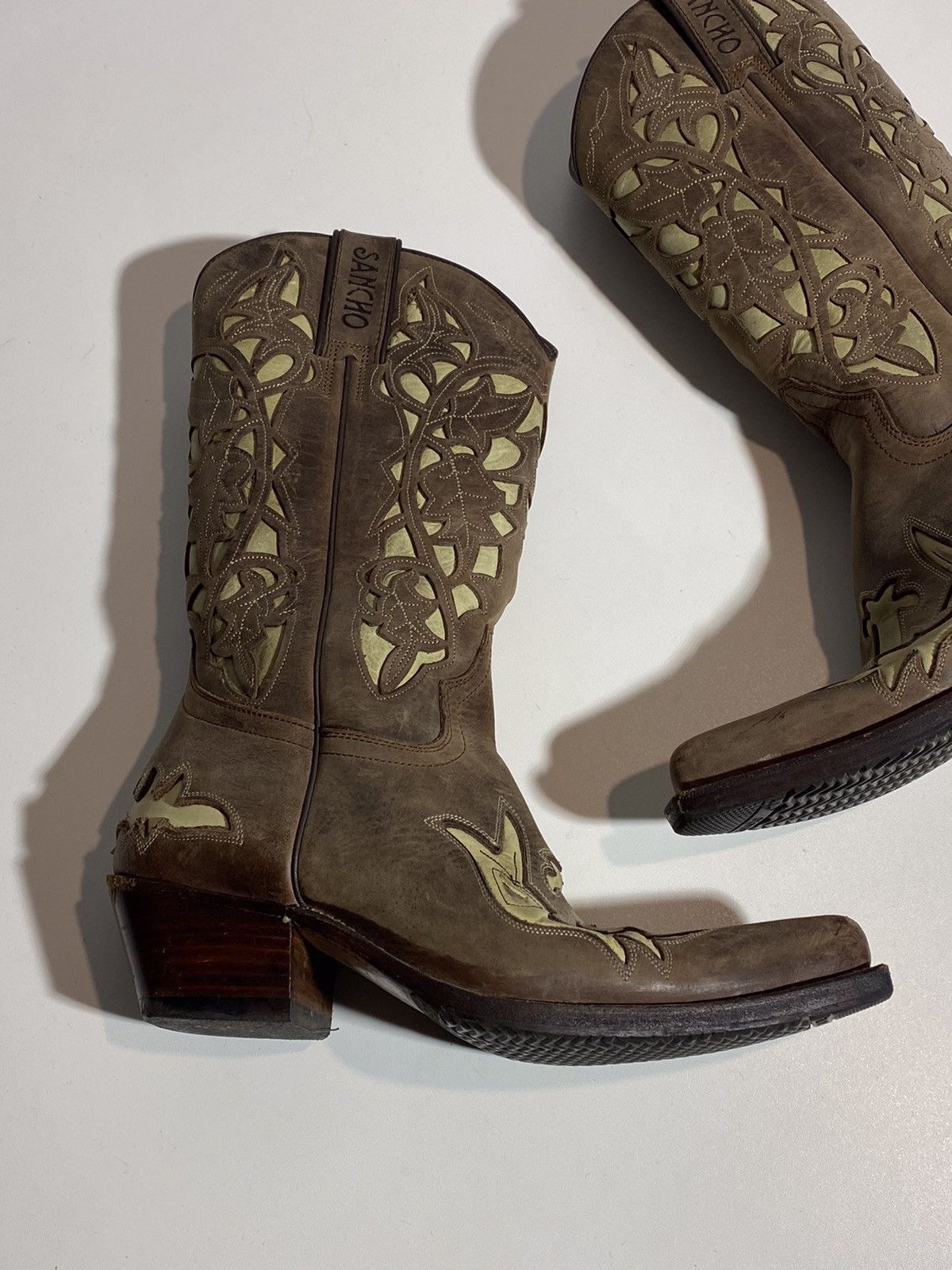 Genuine Leather × Vintage Vintage 00s Leather Cowboy Boots y2k Sancho Western Rodeo Size US 7 / IT 37 - 5 Thumbnail