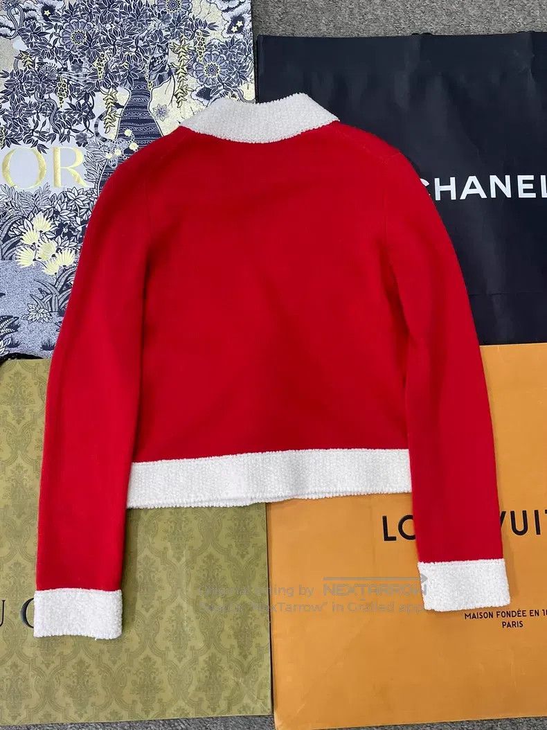 Chanel Chanel Red and white cashmere cardigan coat Size XXS / US 00 / IT 34 - 3 Thumbnail